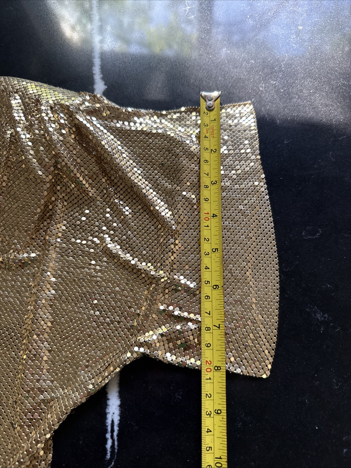 VTG Sexy Whiting & Davis Vintage Metal Mesh Gold Top Bag Liquid Chain Mail RARE