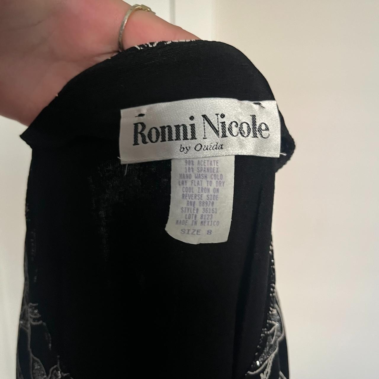 Vintage 90s Ronni Nicole Cardigan Womens Size 8 Black Silver Floral Patterned