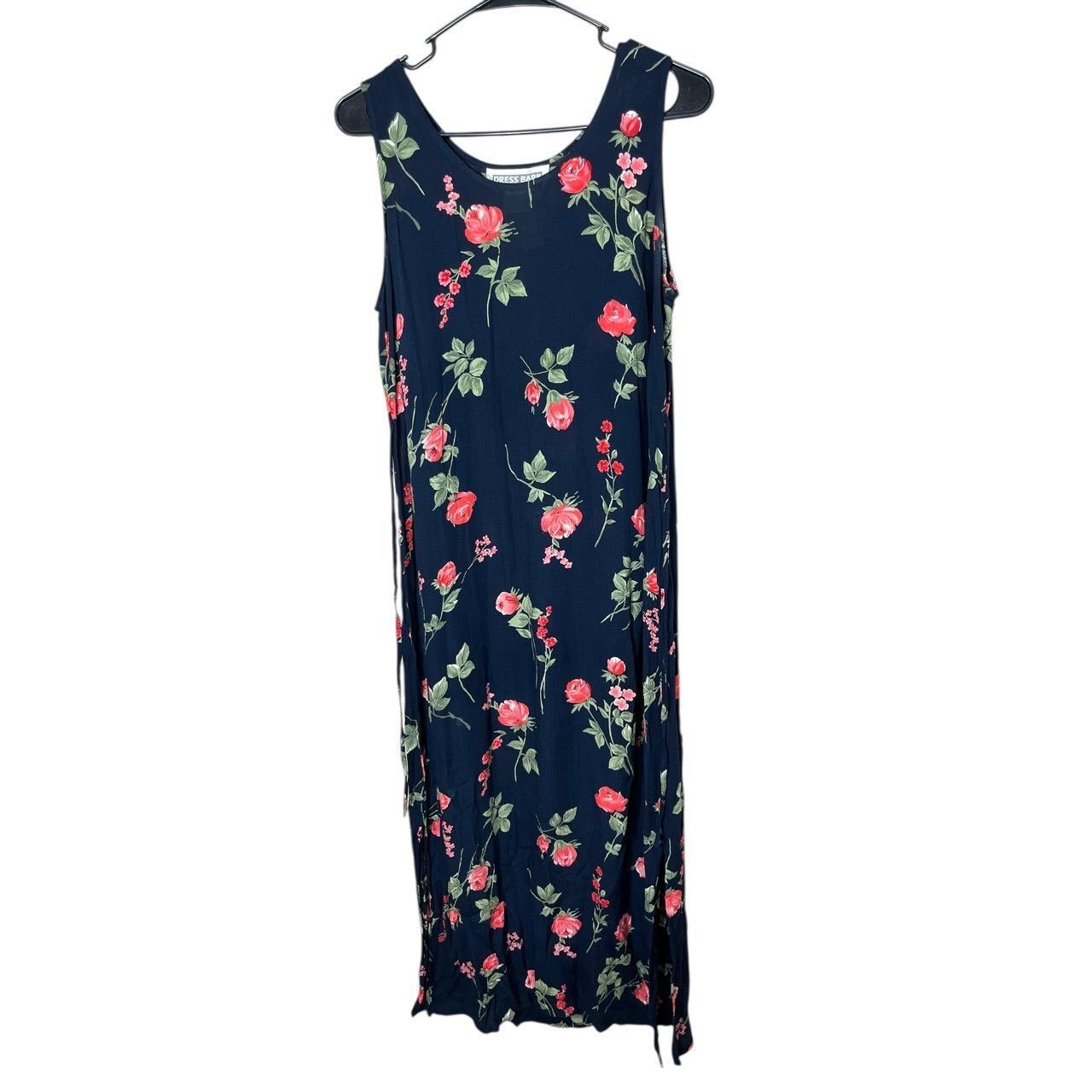 Dress Barn Navy Blue Floral Print Sleeveless Maxi Dress Vintage 90s Size 8