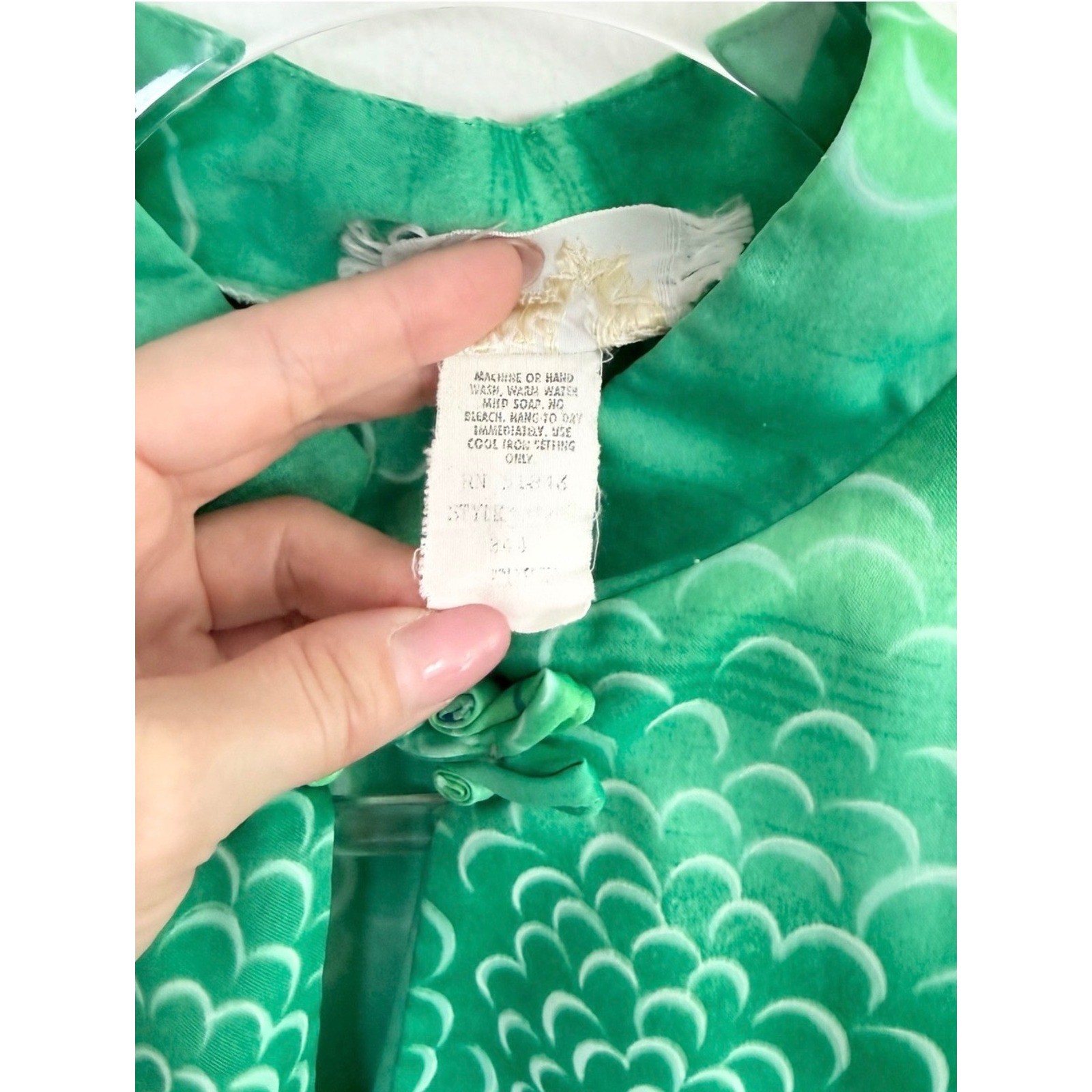 Vintage Hawaiian Palm Green Floral Kimono Sleeve Dolman Blouse S/M