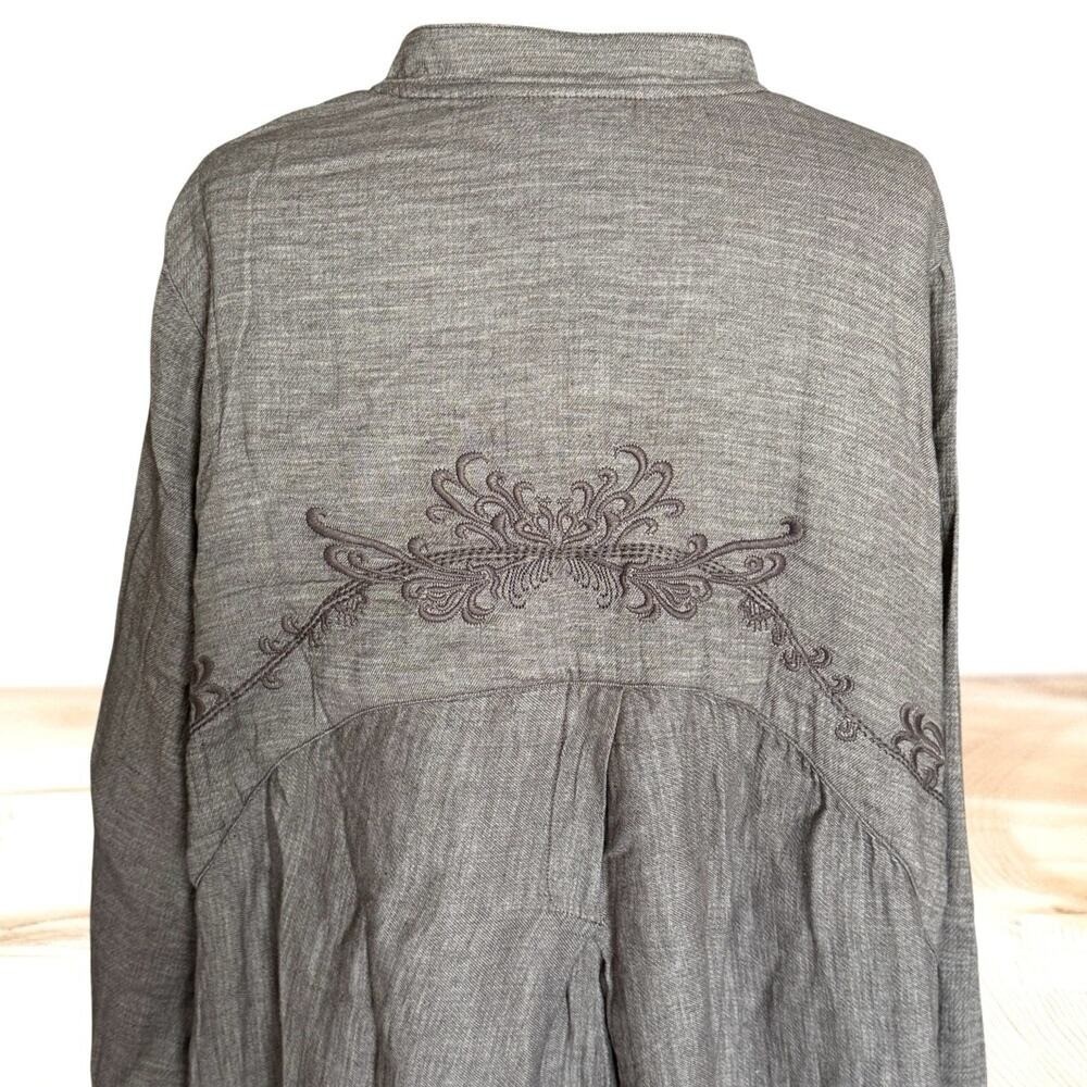 Soft Surroundings Jacket Size 3X Embroidered Tunic w Pockets Bohemian Cotton
