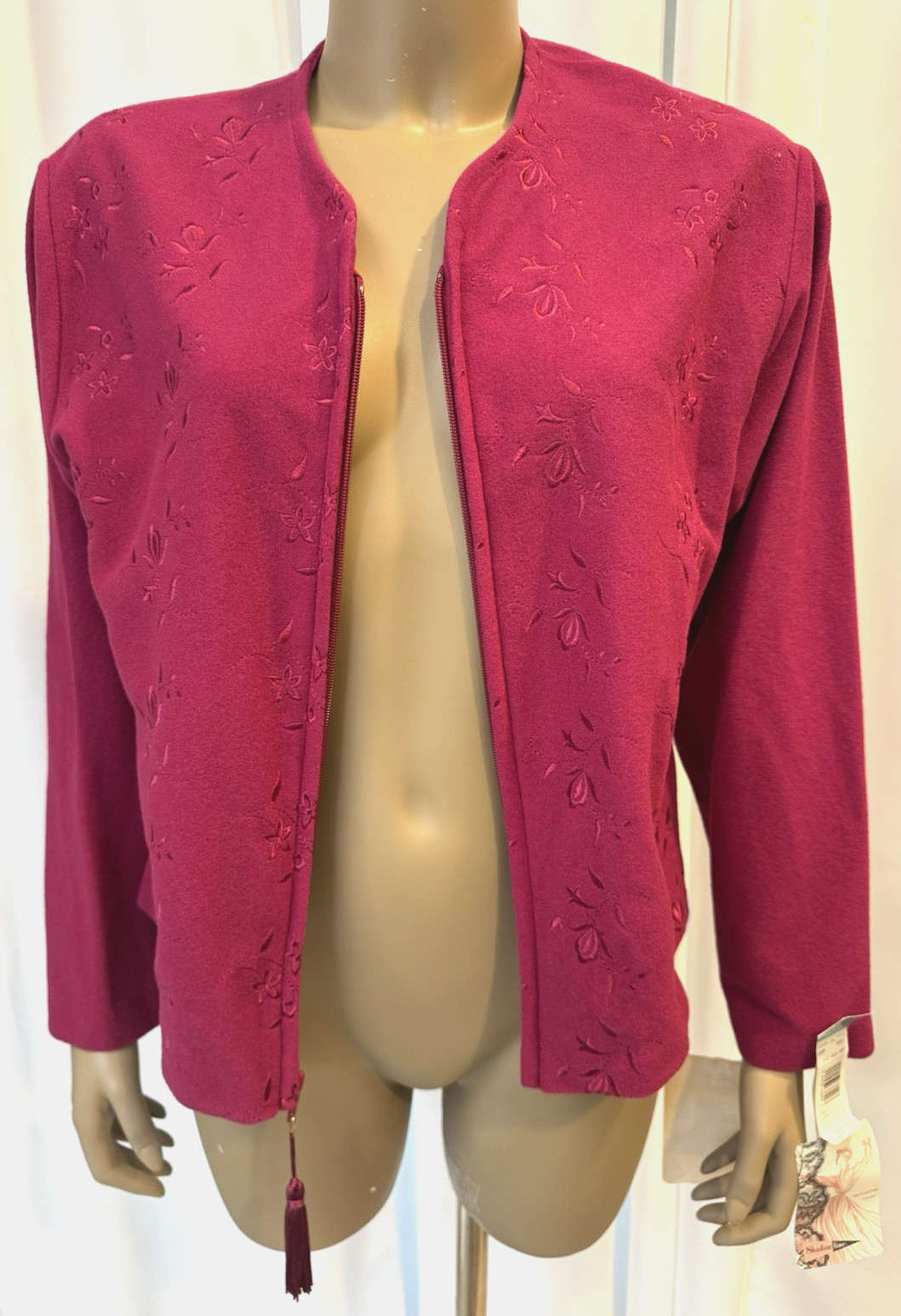 VTG Shadowline Bed Jacket Robe Embroidery Details NOS w/Tag 80’s Cottagecore S/M