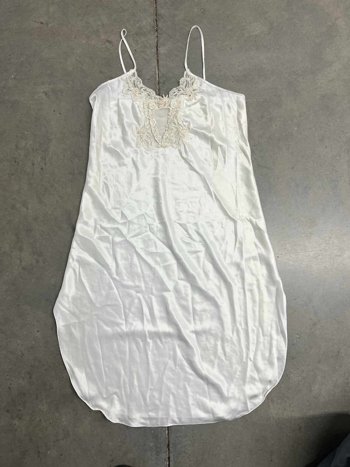 Vintage Private Luxuries Ivory Satin Lace Slip Dress USA Made Lingerie