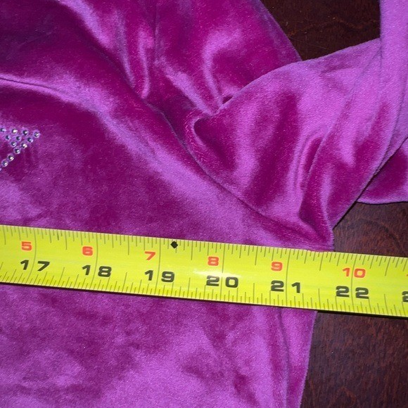 Women Juicy Couture Vintage Velour Hot Pink Sweater Soft Glam Rhinestones L
