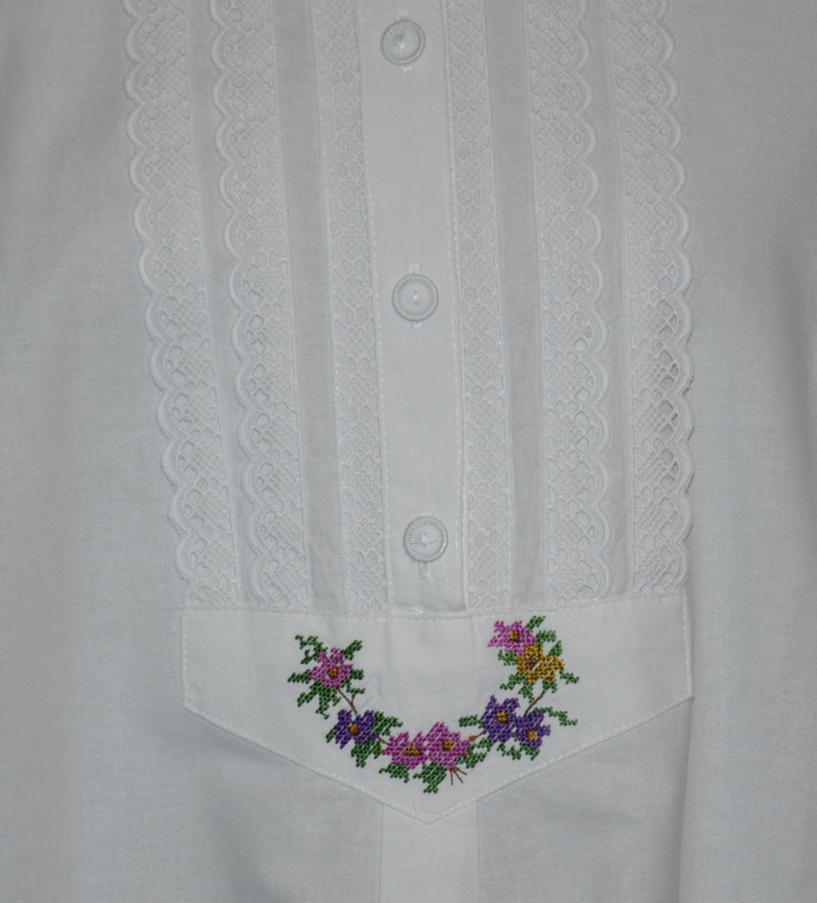 HAMMERSCHMID WHITE LACE BLOUSE German Button Down Shirt ELEGANT/Bust 43″/16 L