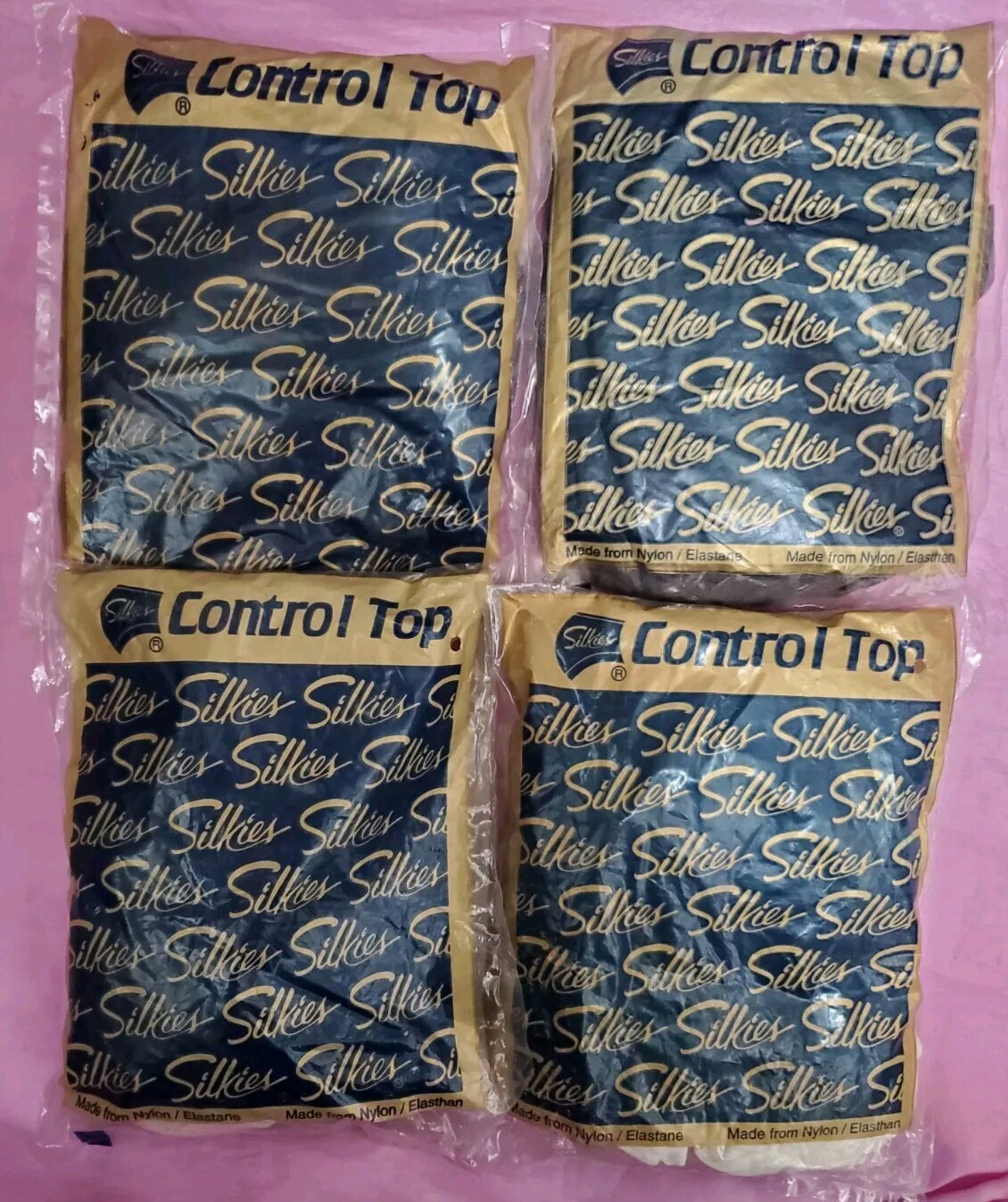 Silkies Control Top Pantyhose Mixed Lot of 4 X-TALL Ivory White Off Black Grey