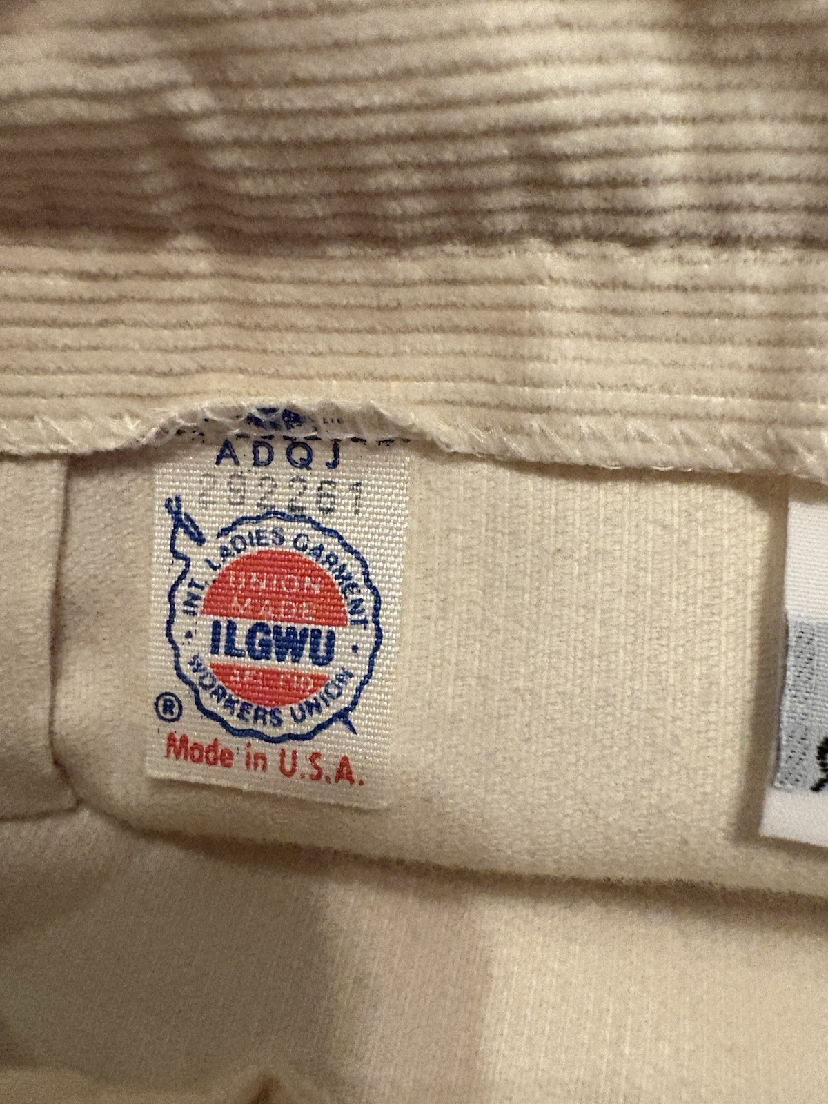 Vintage Russ Togs Ivory Corduroy Pleated Midi Skirt USA ILGWU Womens 34