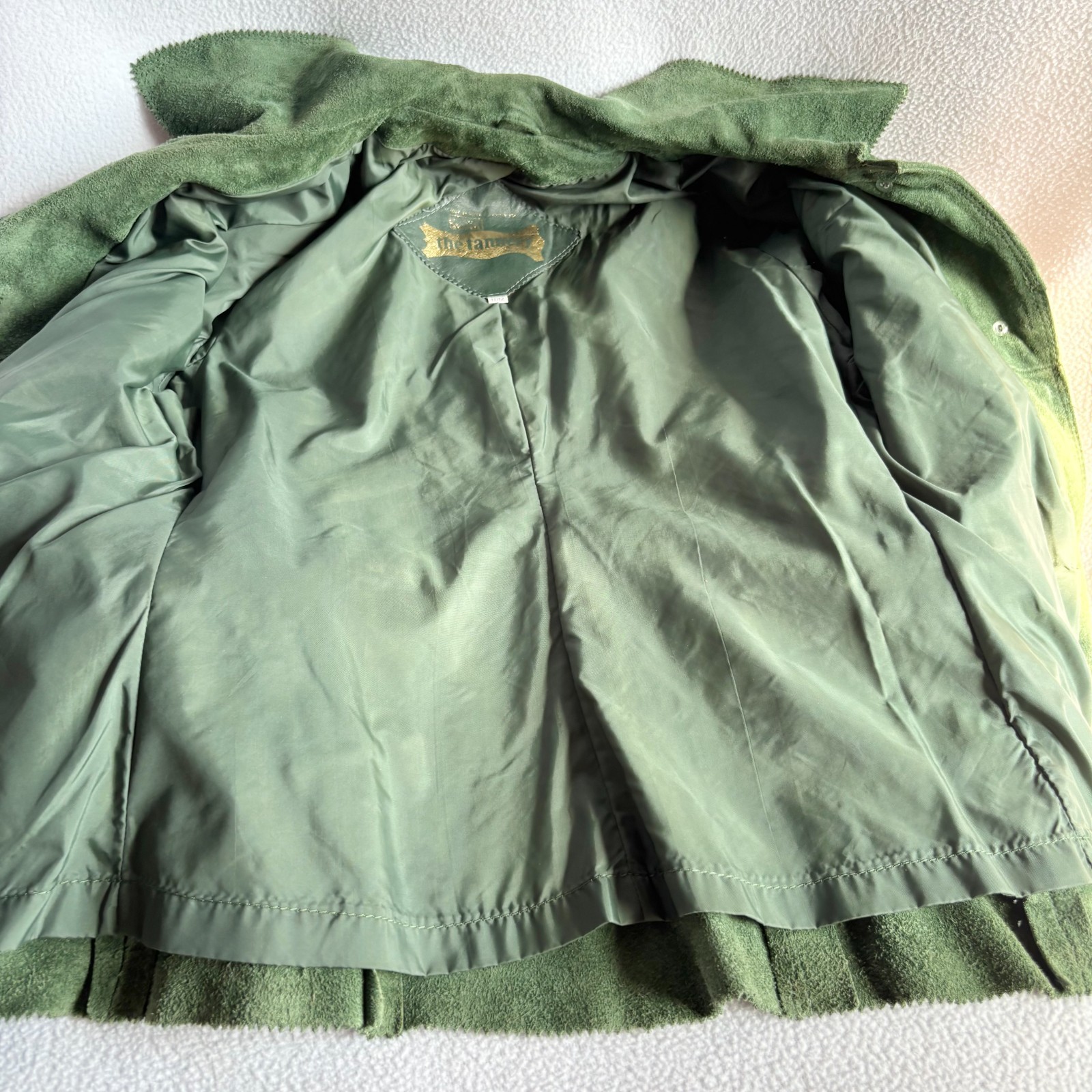 Vintage 1970s Green Suede Belted Jacket The Tannery 36 Bust