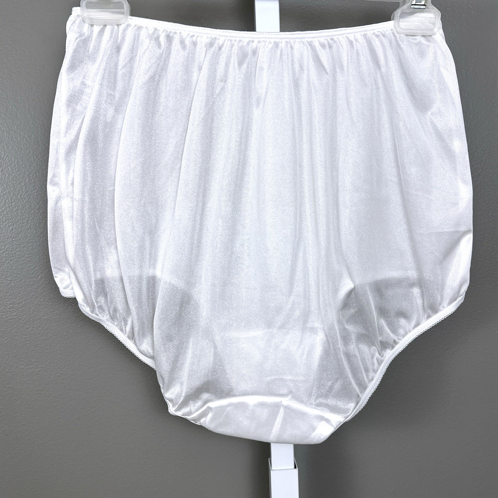Vintage Sears Nylon Brief Panties Size 8 XL White Sheer Shiny Full Cut Panty