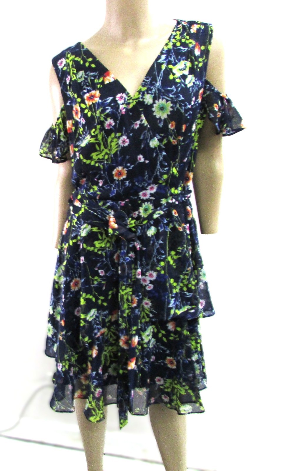 Tahari Vintage Blue Dress with Floral Print Size 12