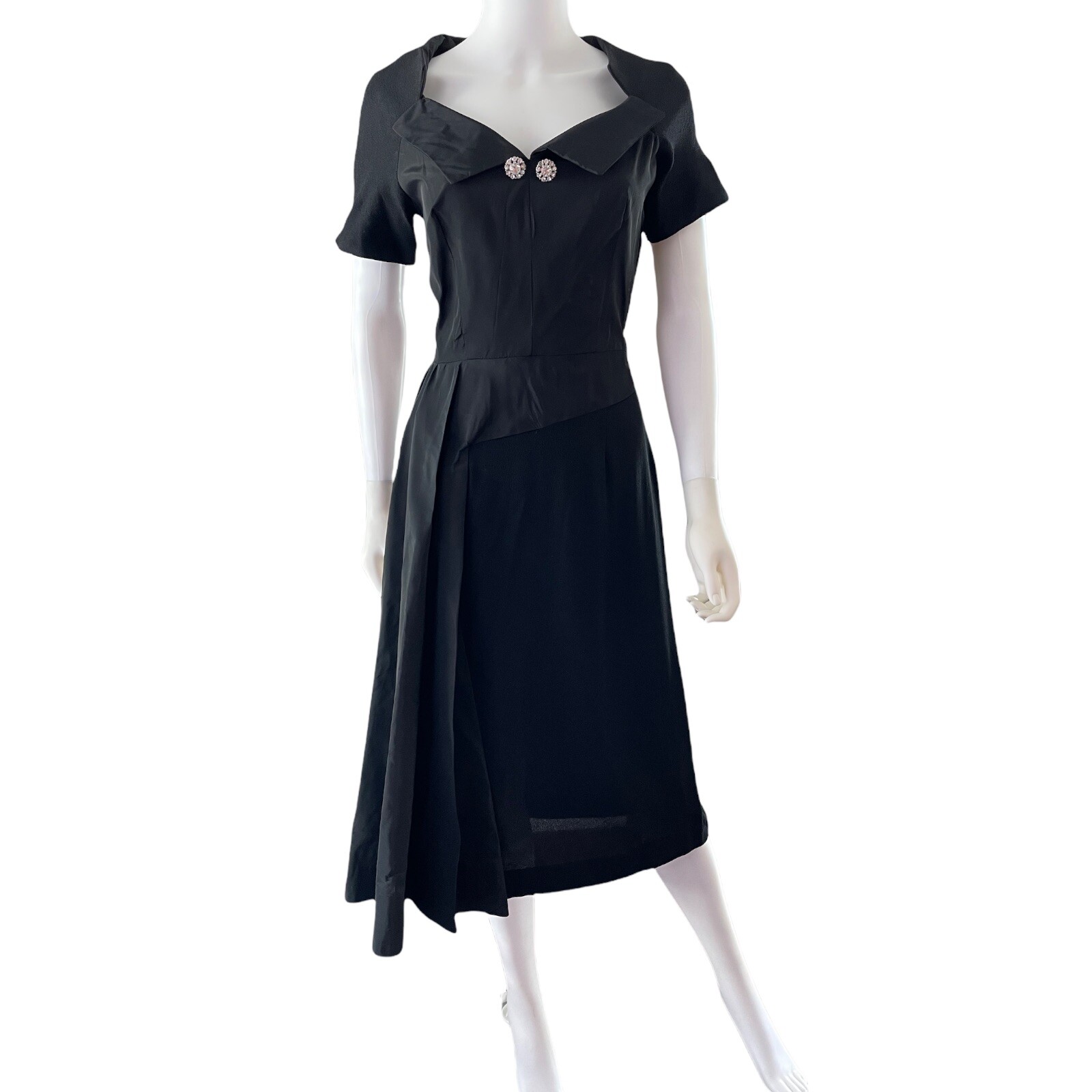 Vintage 40s Little Black Dress, Sz M, Metal Talon Side Zipper