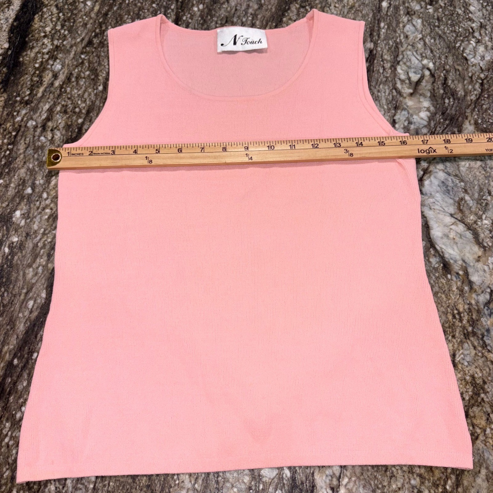 Vintage Knit Shell Tank Top Sleeveless Scoop Neck Women Large Pink N Touch