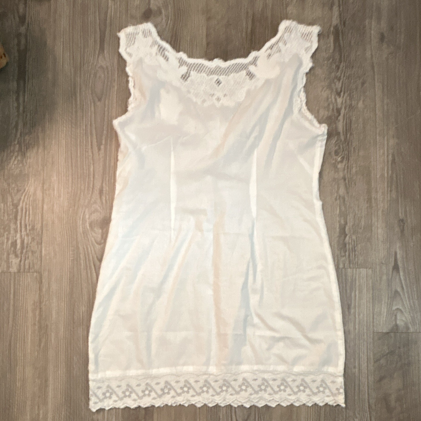 Free People White Lace Sleeveless Slip Dress, Regular Size L.G