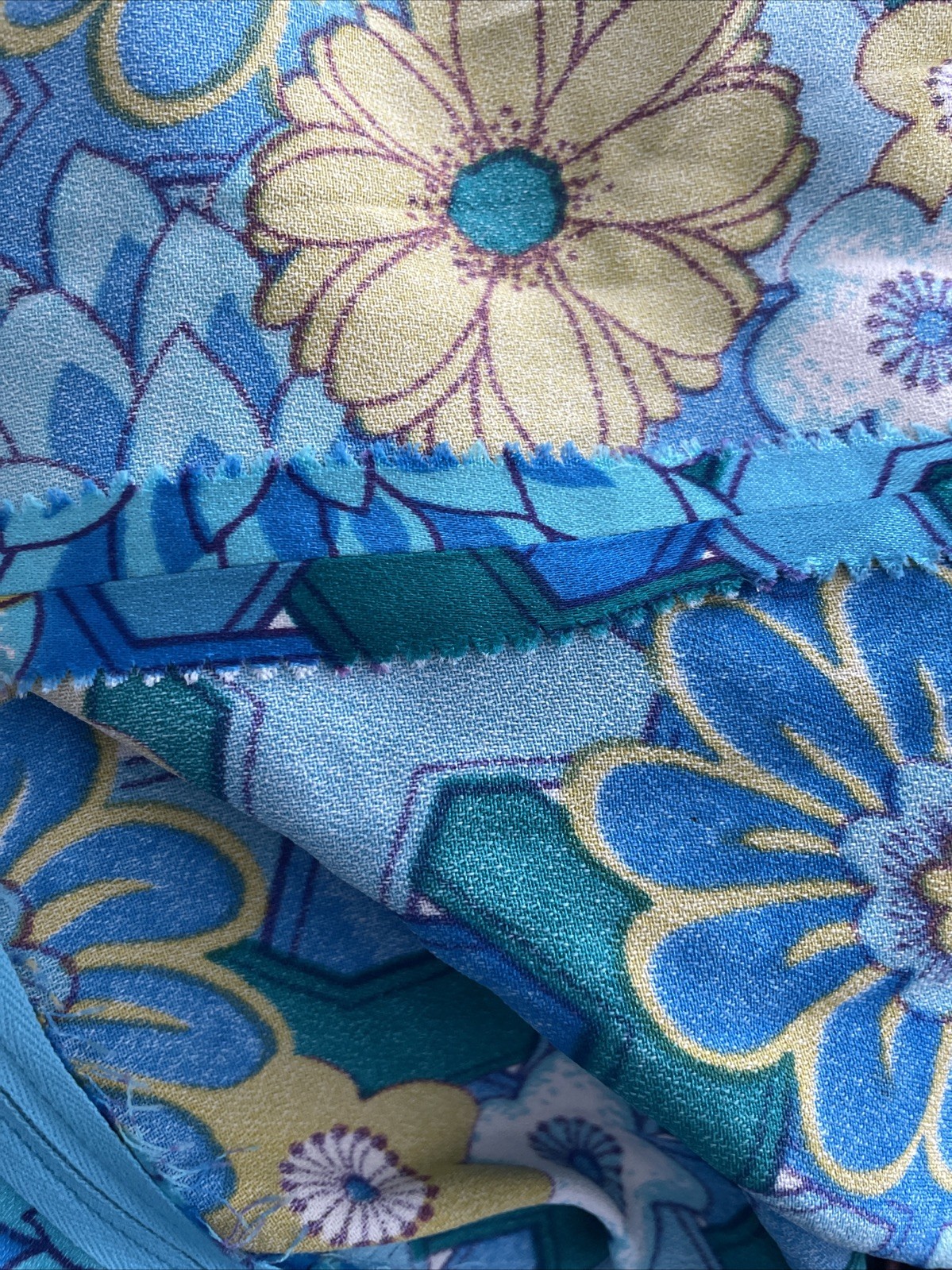 Vintage 1960s Elinor Blue Bright Floral Cocktail Party Dress Size 12