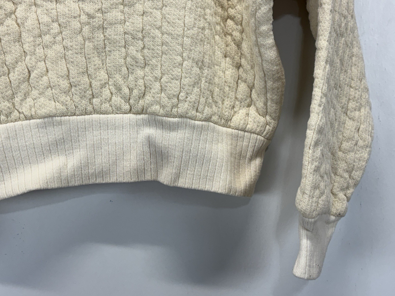 Vtg Sears Quilted Thermal Long John 2 Pc Set Sz M L Ivory 60s Flame Resistant