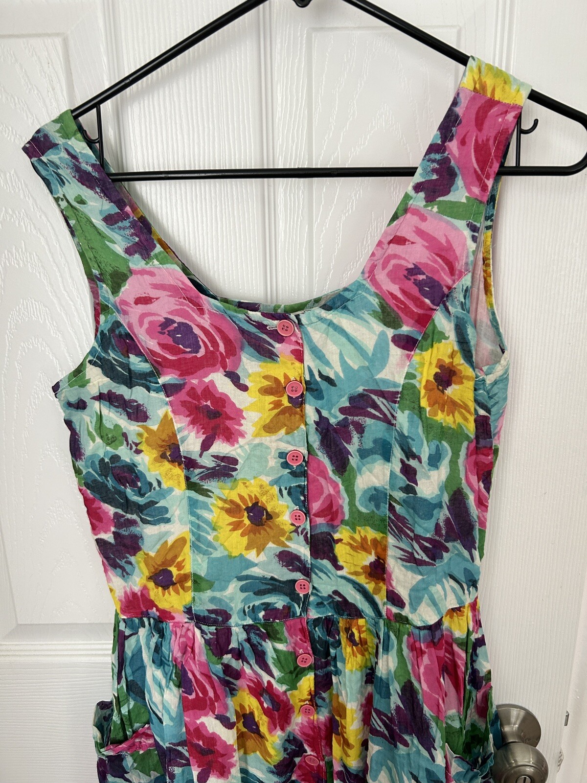 VTG Jasmine By KVM Boho Cottage 90s Dress Button Front Sleeveless Teacher Sz M