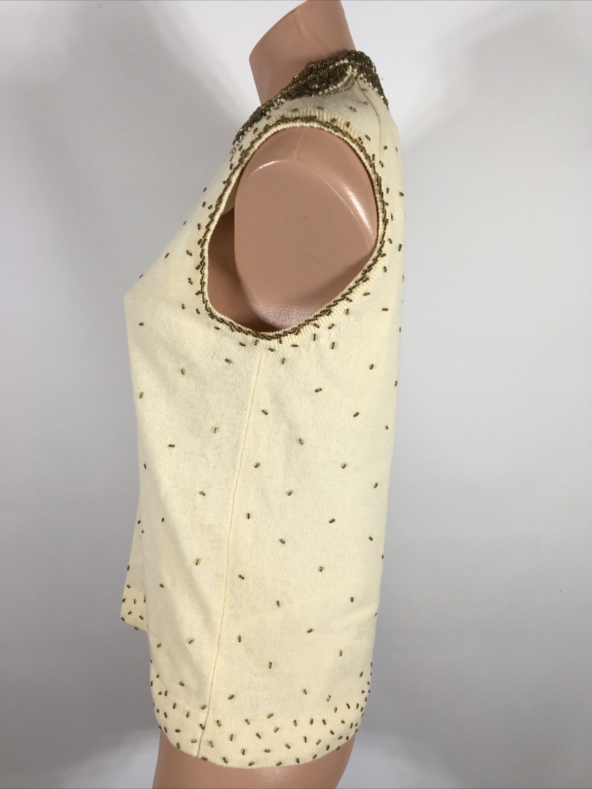 Vintage 60s Marchessa Tank Top Beaded Blouse international Angora and Lambswool