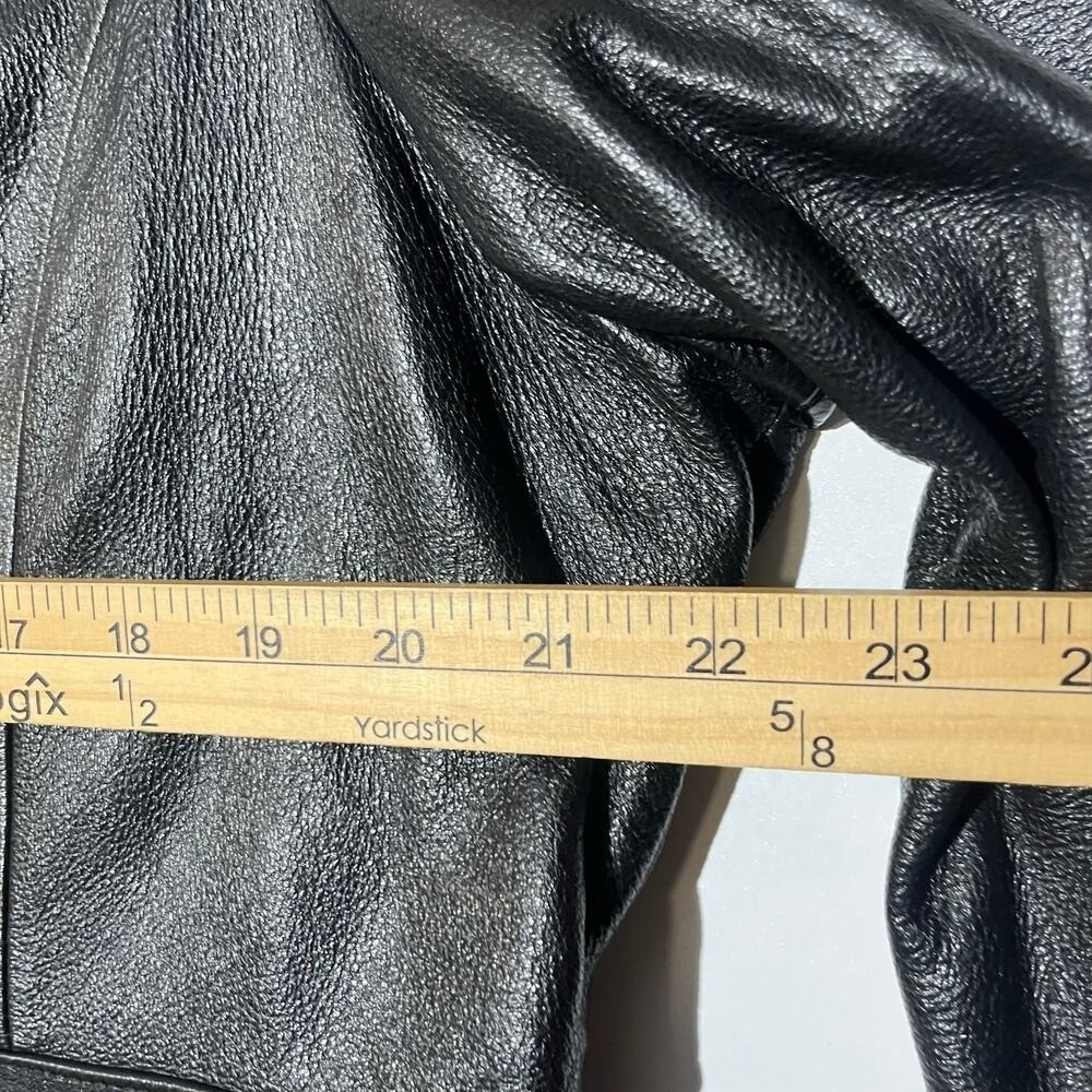 Vintage 90s Wilsons Leather Maxima Black Leather Jacket Button Front Womans XL