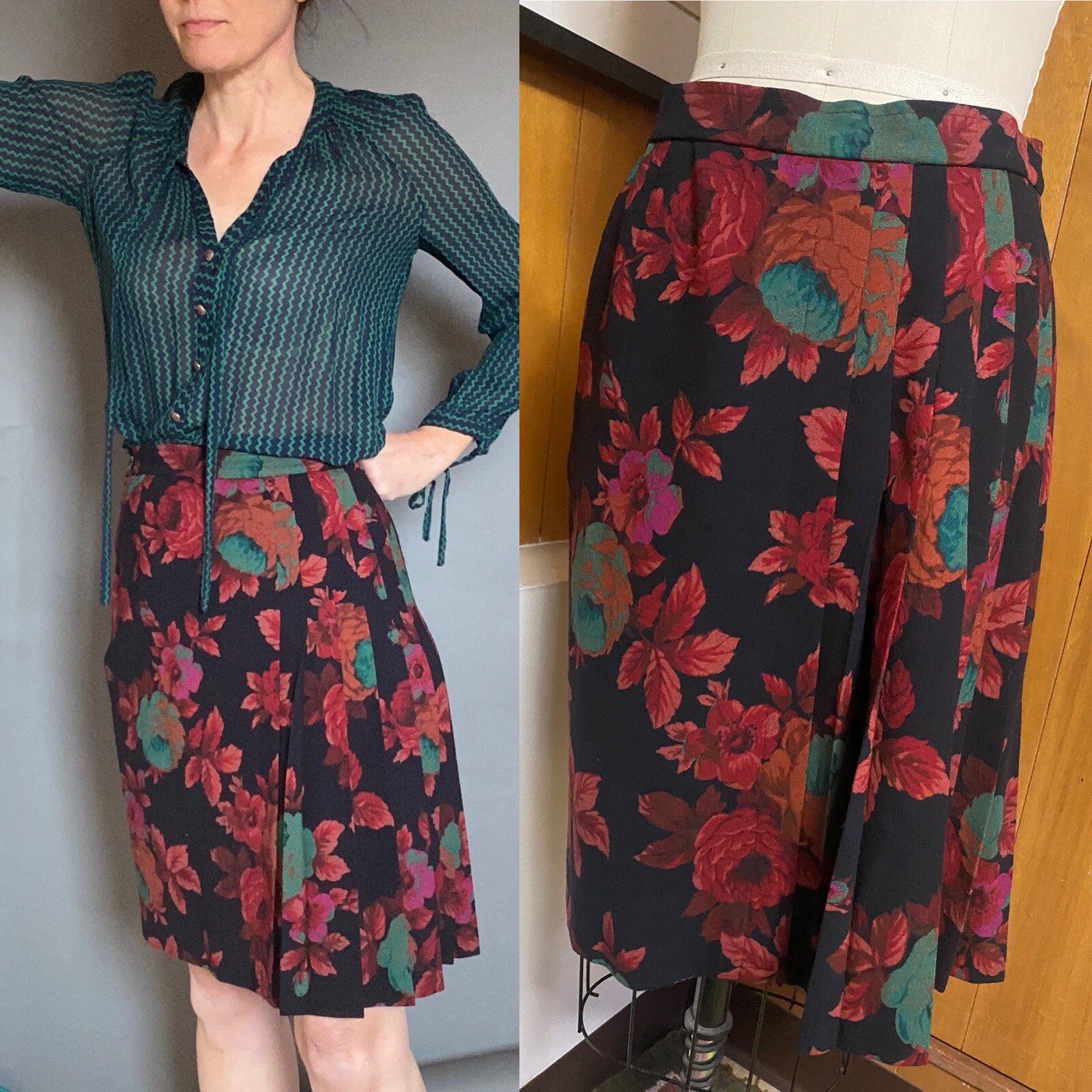 EMANUEL UNGARO Vintage Parallele Paris Floral Skirt Sz fits like 4 28″ w 6 8 S