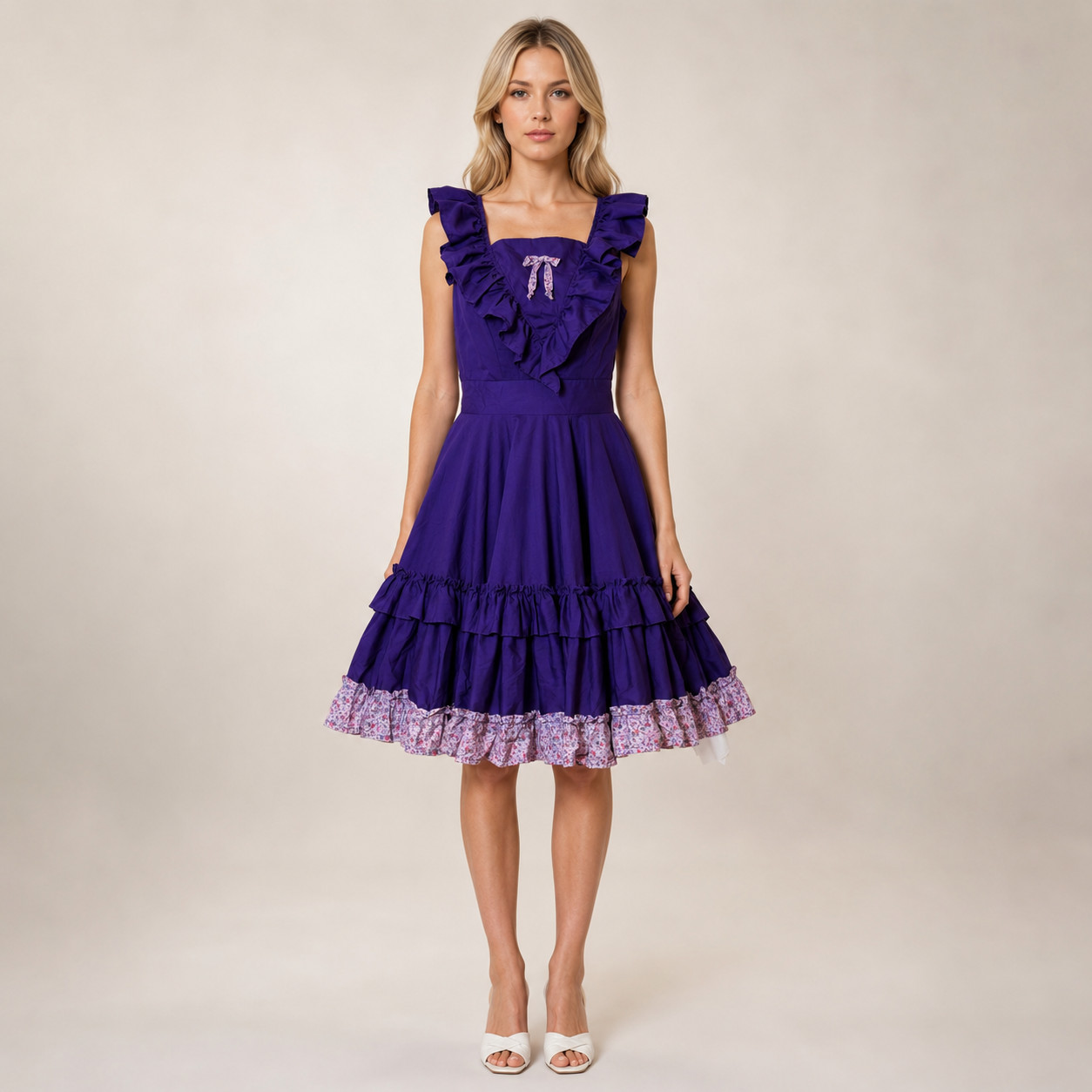 Partners Please Vintage Ethereal Ruffle Twirl Square Dance Whimsy Dress SZ 6