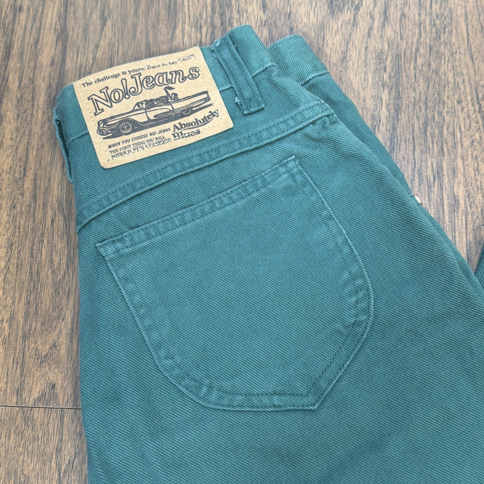 No! Jeans Absolutely Blues Vtg Green Denim Jeans size 5 MOM high waist 25×30