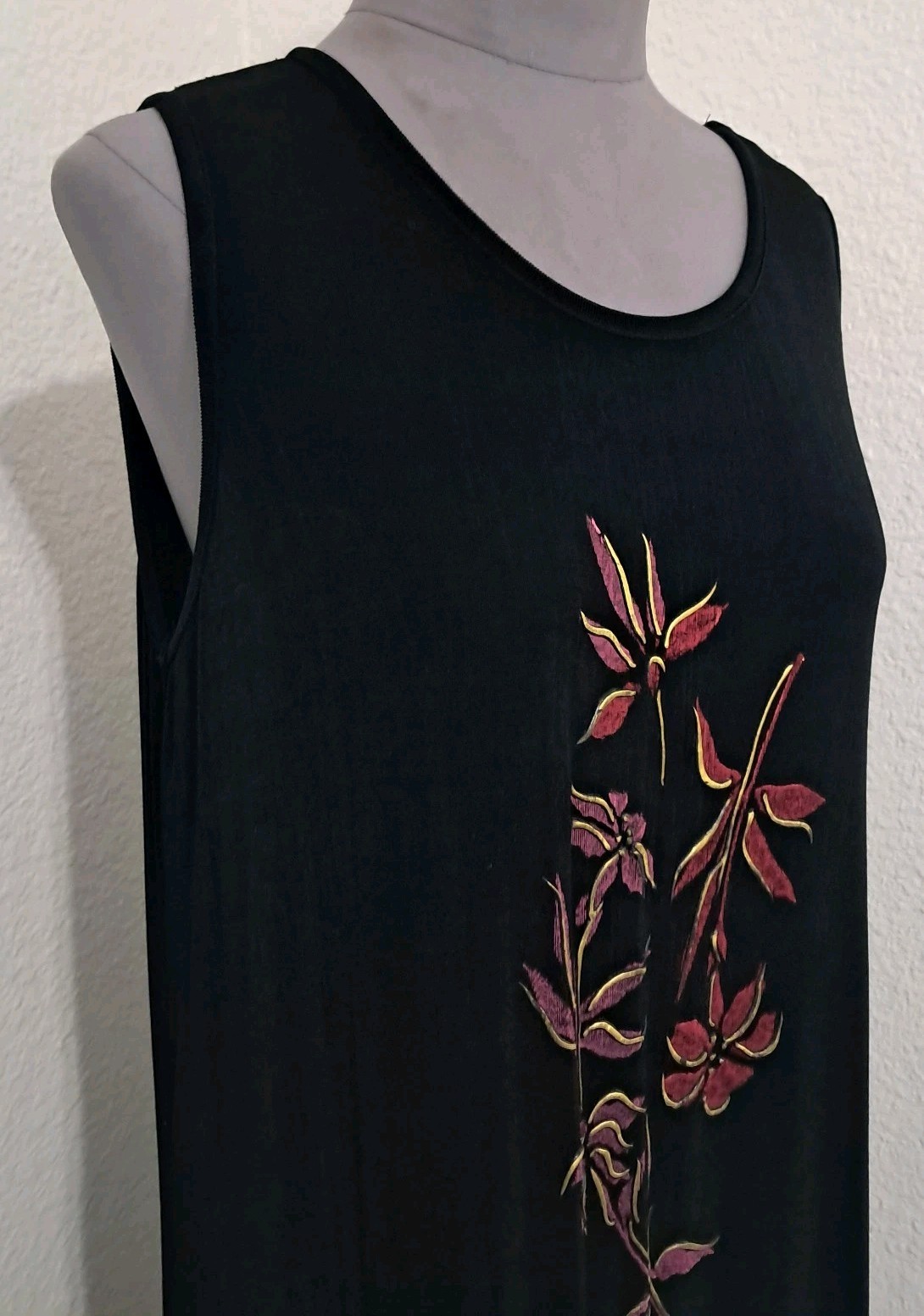 Vtg Copa Cabana Maxi Dress Medium Black Long Knit Sleeveless USA