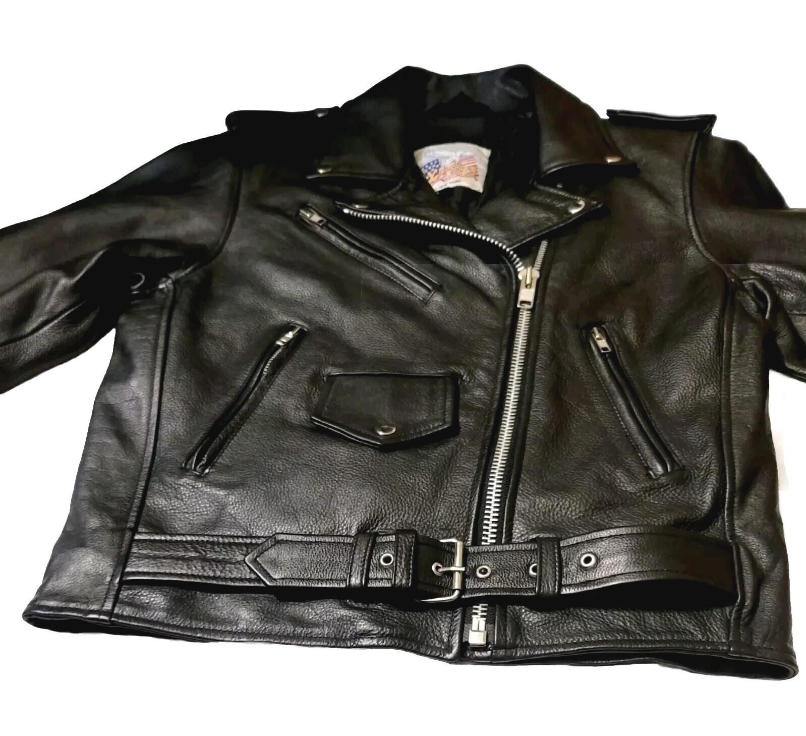 EXCELLED New York Vintage Women’s Sz 6 Leather Biker Moto Jacket 20849 YKK Black