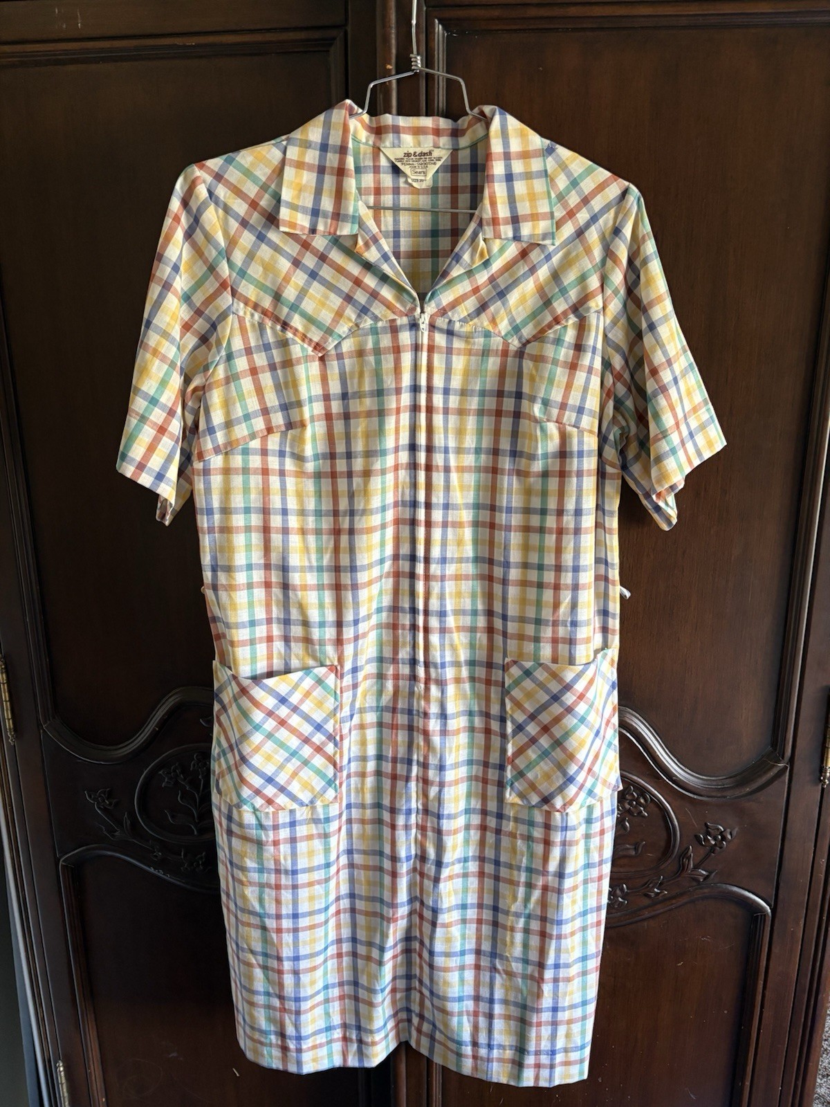 Vintage Women’s Sears Plaid Zip & Dash House Dress size 20 1/2