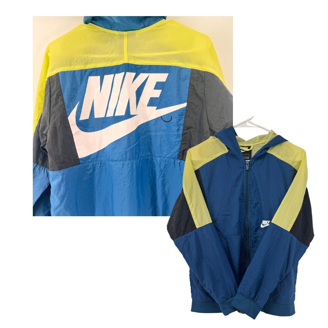 VTG 90s Nike Colorblock Windbreaker Big Logo Retro Blue Green