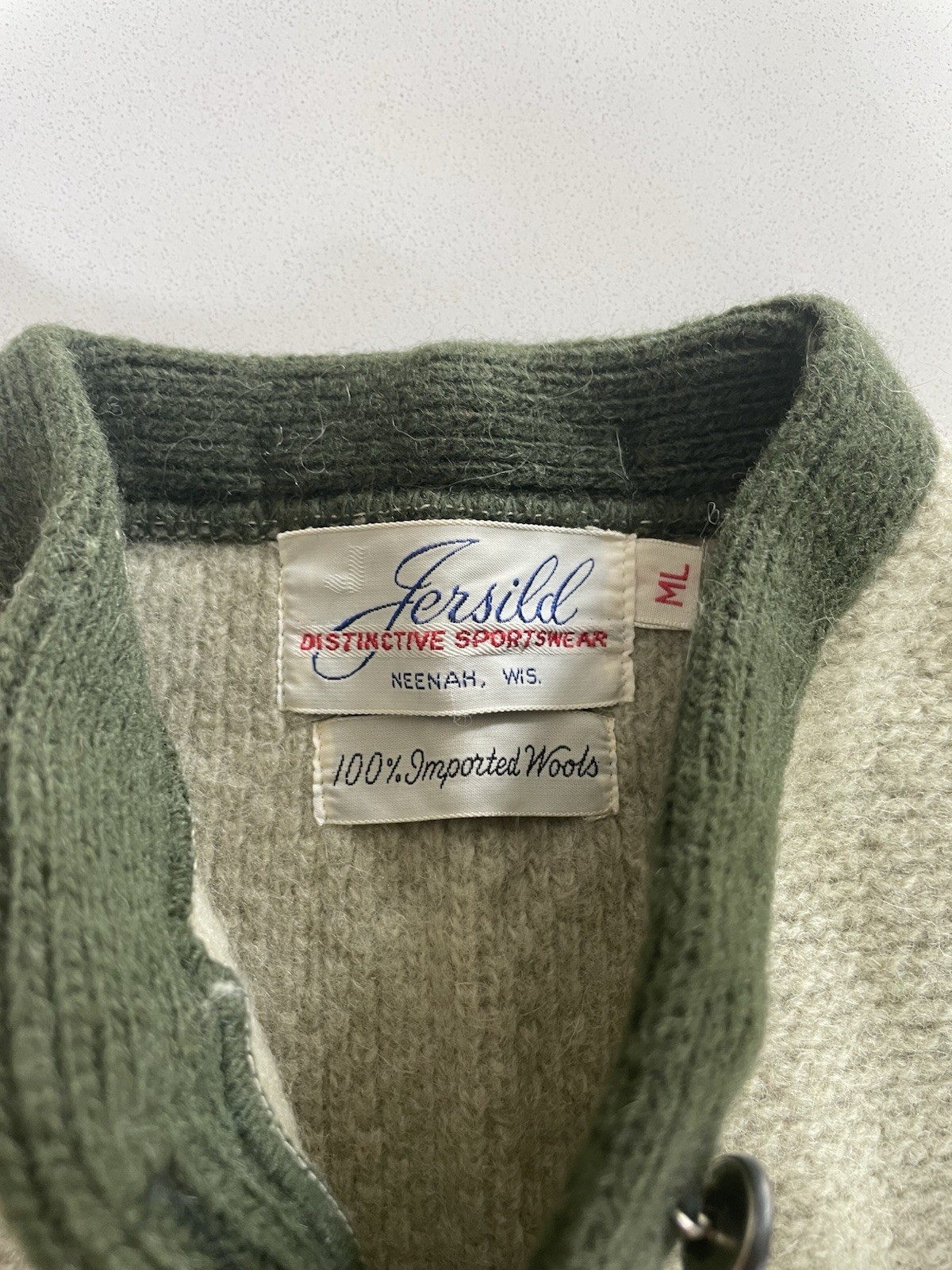 Women’s 60s Avocado Green Wool Jersild Cardigan Size Large