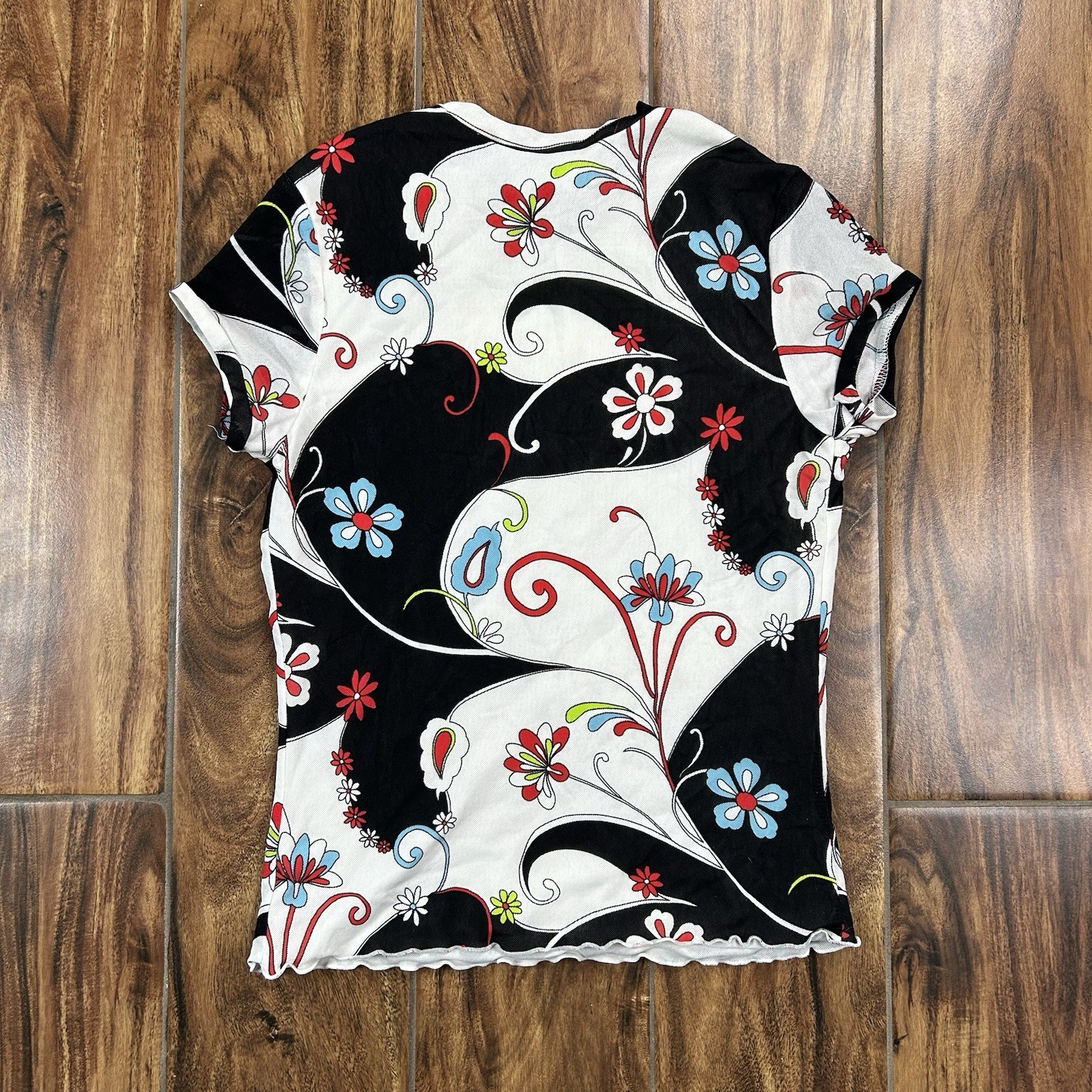 Vintage Y2K Whimsigoth Psychedelic Floral Top Fairy Grunge Ideology Sz S