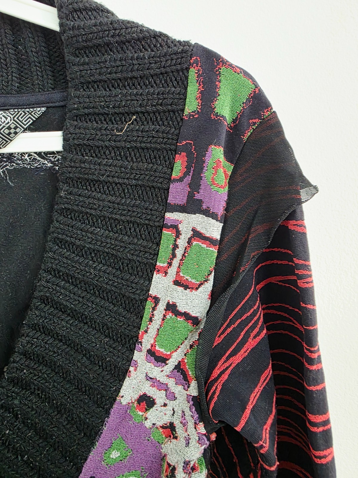 Vintage 2000s Desigual Cardigan, Colorful Patchwork Knit Jacket, Y2K Long Tunic