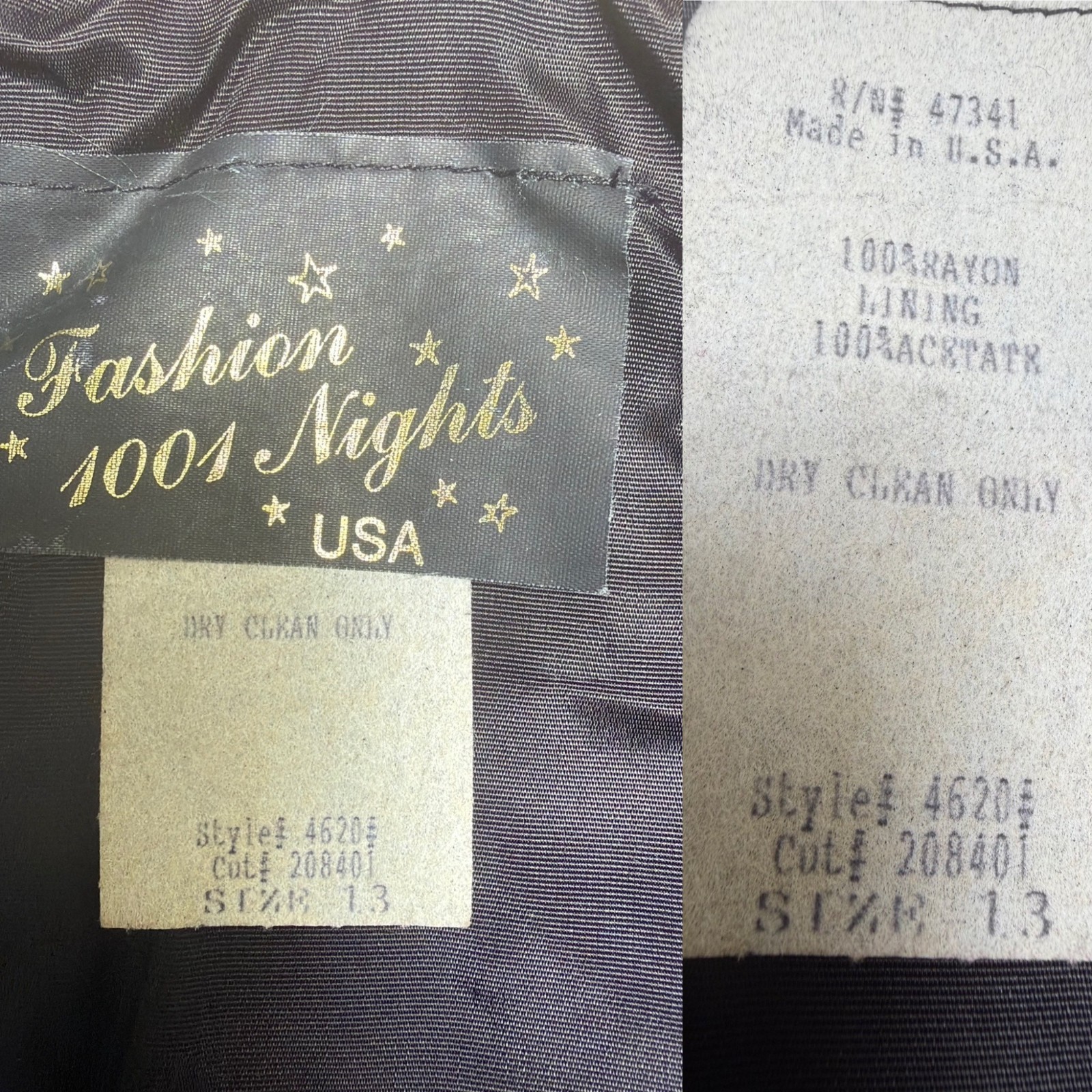 Vintage Fashion 1001 Nights Black Velvet Gold Lace Off Shoulder Dress USA Sz 13
