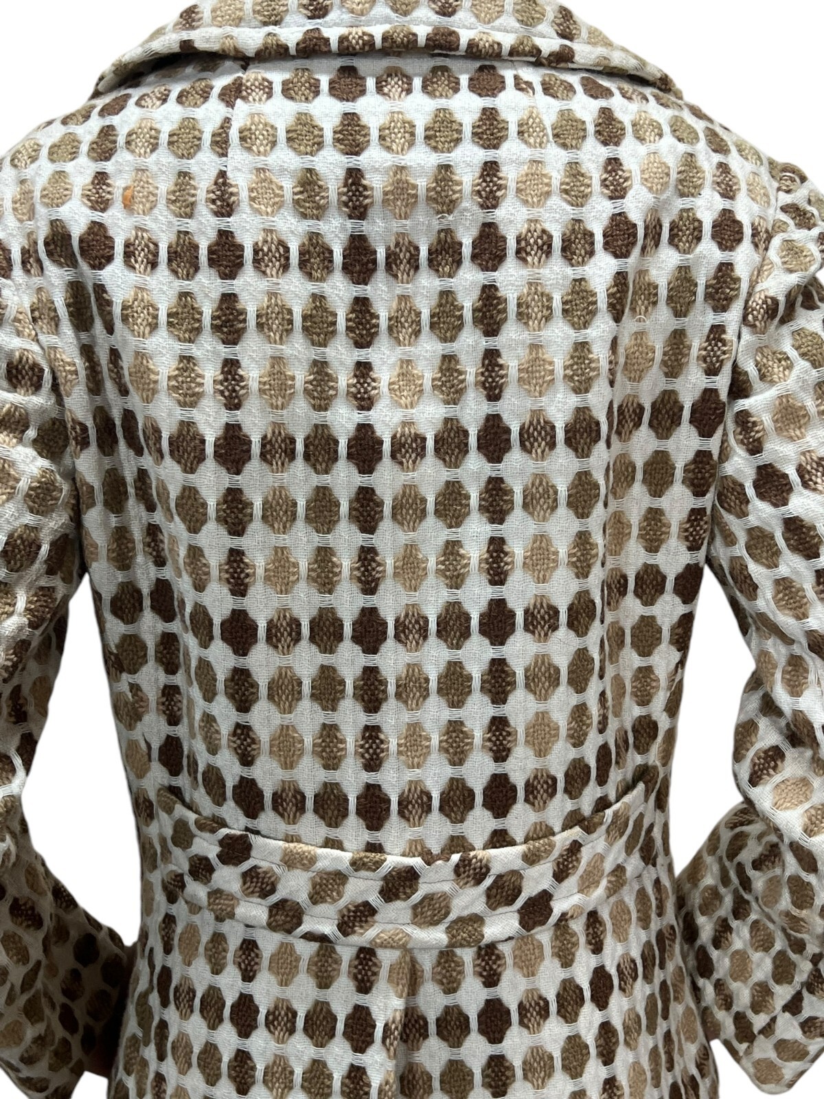 Sz S~M Vtg 60s Coat Ivory Tan Nubby Woven Asymmetrical Betty Rose Princess Seam