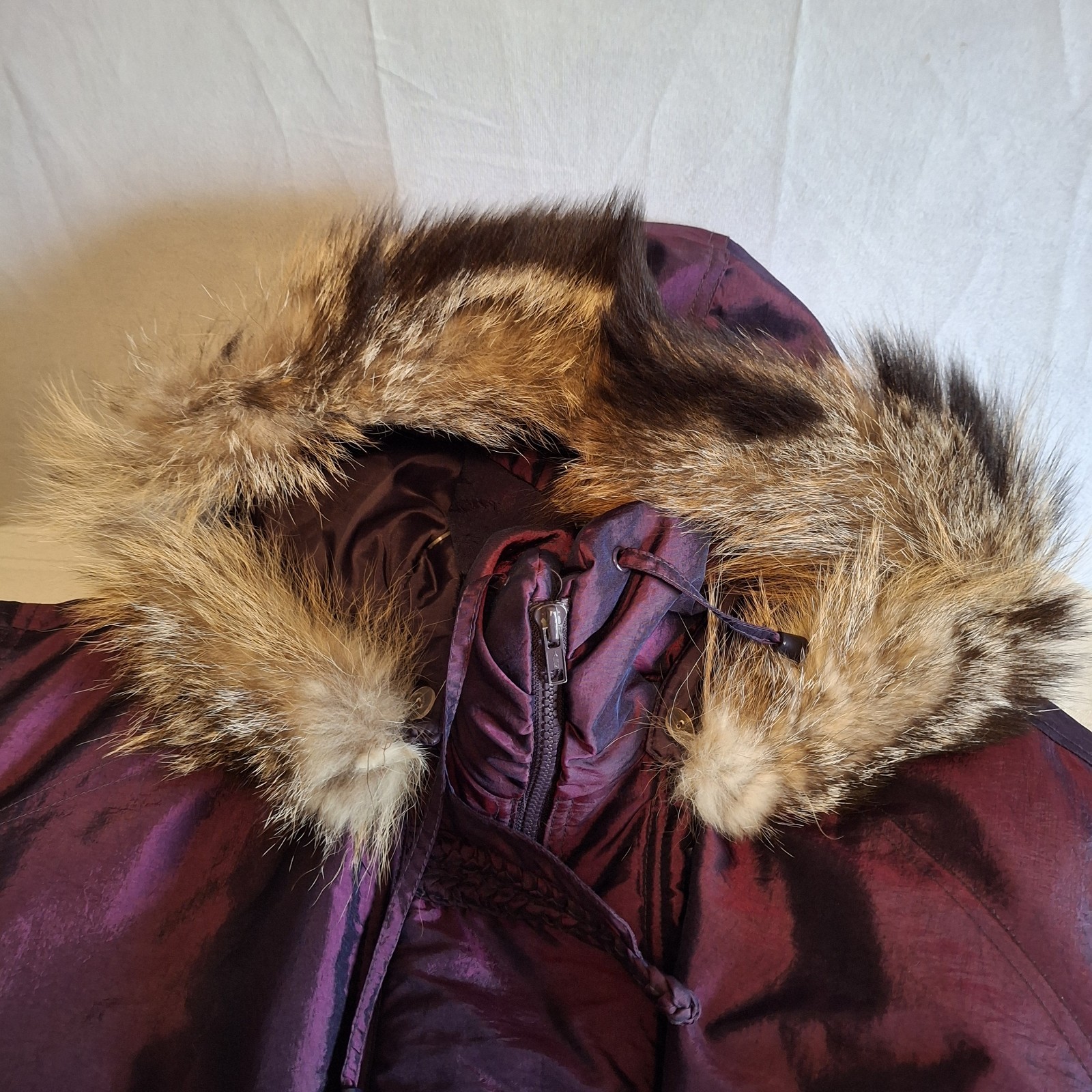VTG 90’s Mainframe Burgundy 3x/4x Woman’s Parka Jacket with Dyed Fox fur hood