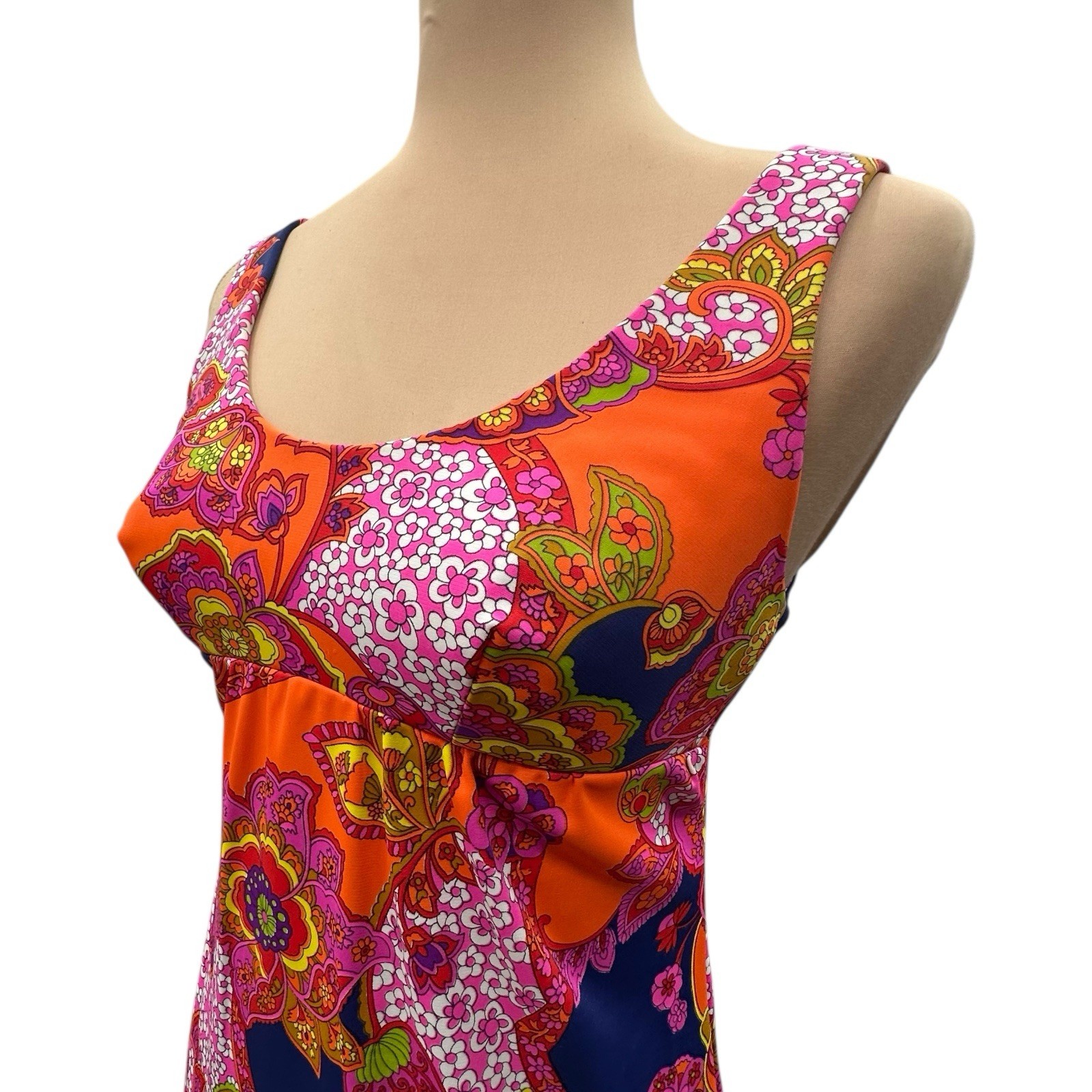 Vintage Catalina 60s Psychedelic Floral Empire Waist Maxi Dress US 4-6 Hong Kong