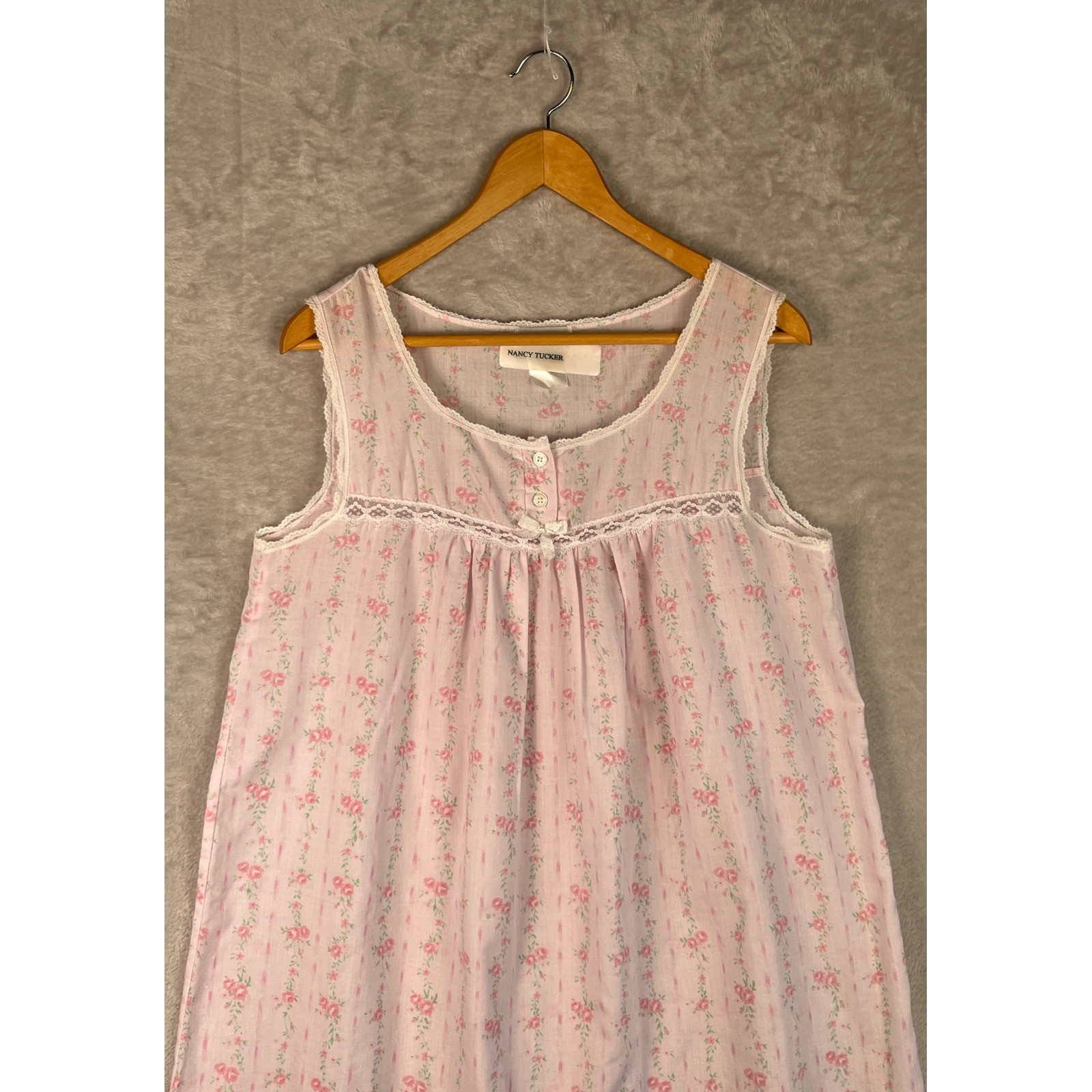 Vintage Character Nightgown Robe Set Medium Pink Floral Lace Grandma Cottagecore