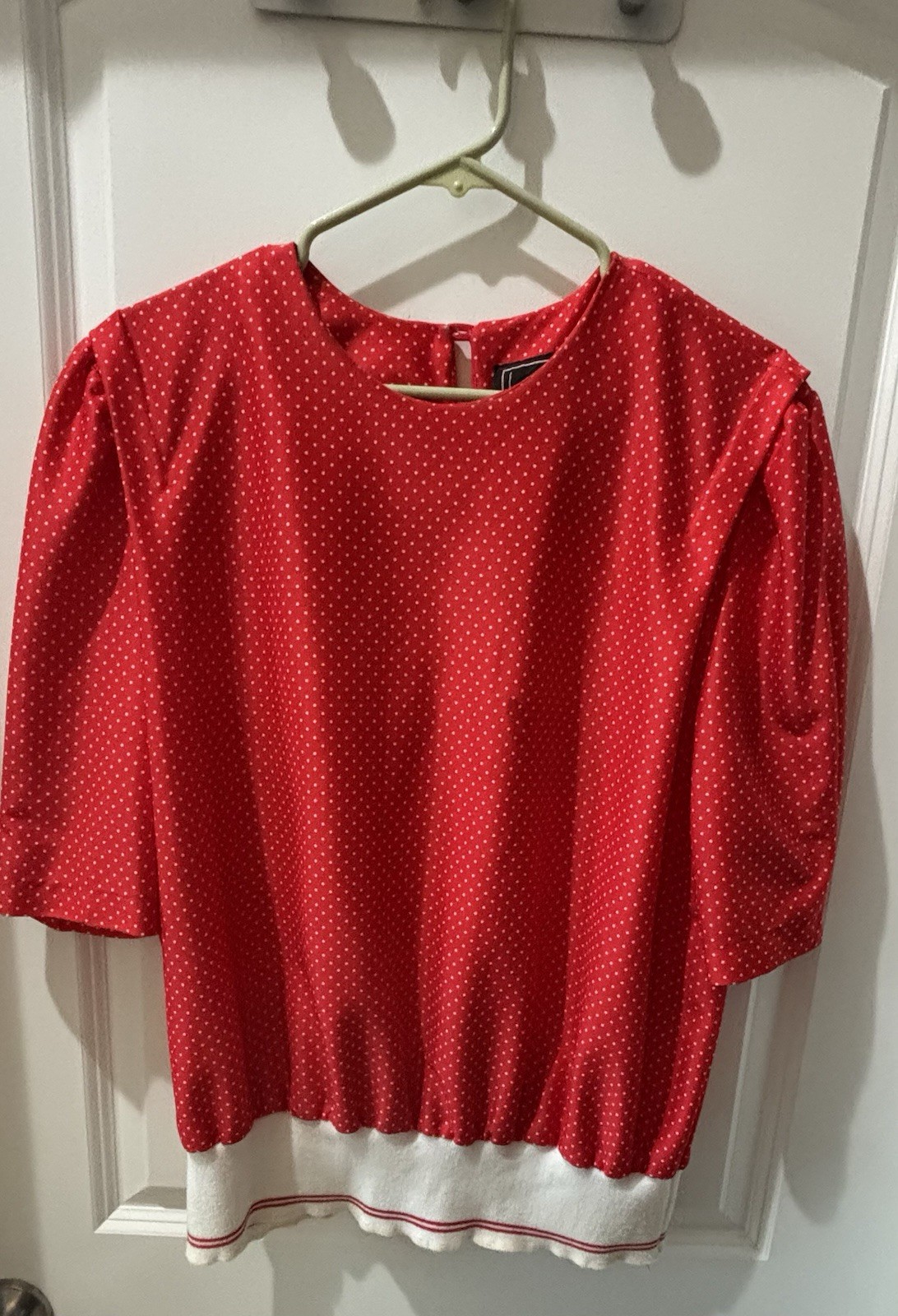 Vintage 80s/90s Leni Leni Red & White Polka Dot Puff Sleeve Blouse