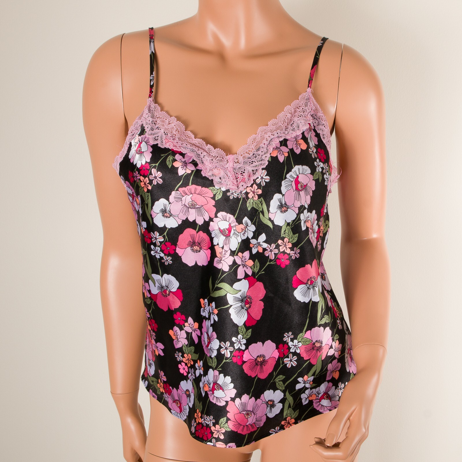 💖 SECRET TREASURES Sleepwear Medium Cami Tank Top Floral Silky Satin