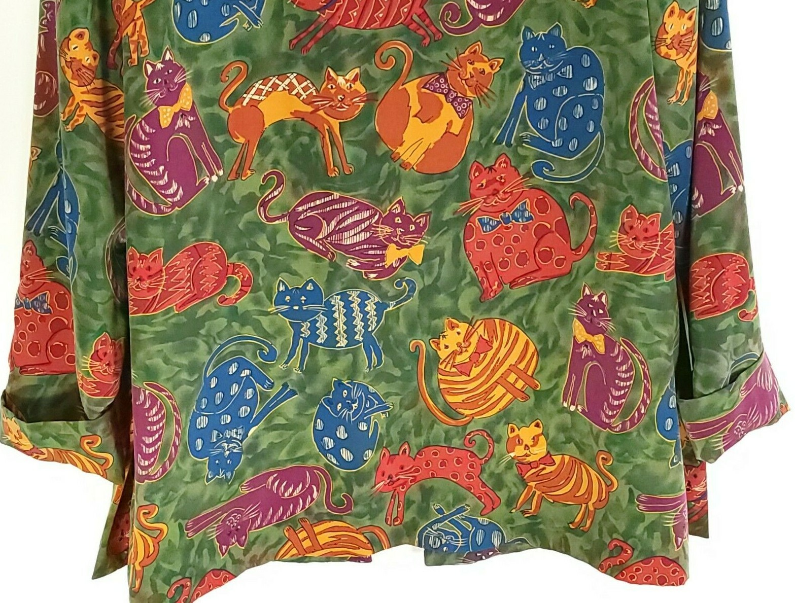 Vintage Patchington Jacket Blazer Women’s Small Multicolor Whimsical Cat Print