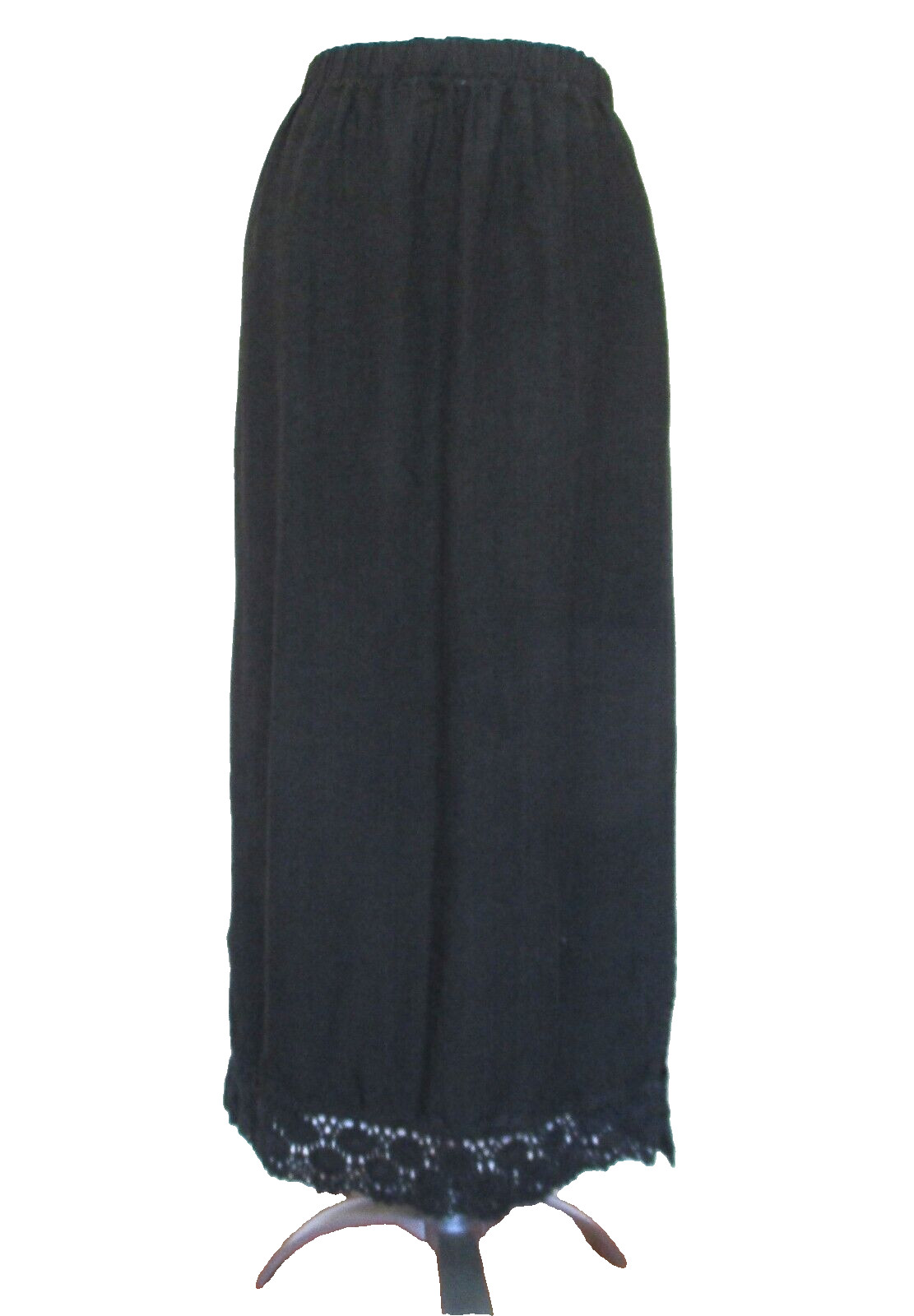Vtg CP Shades Sausalito Maxi Skirt Black Linen S Women Crochet Hem