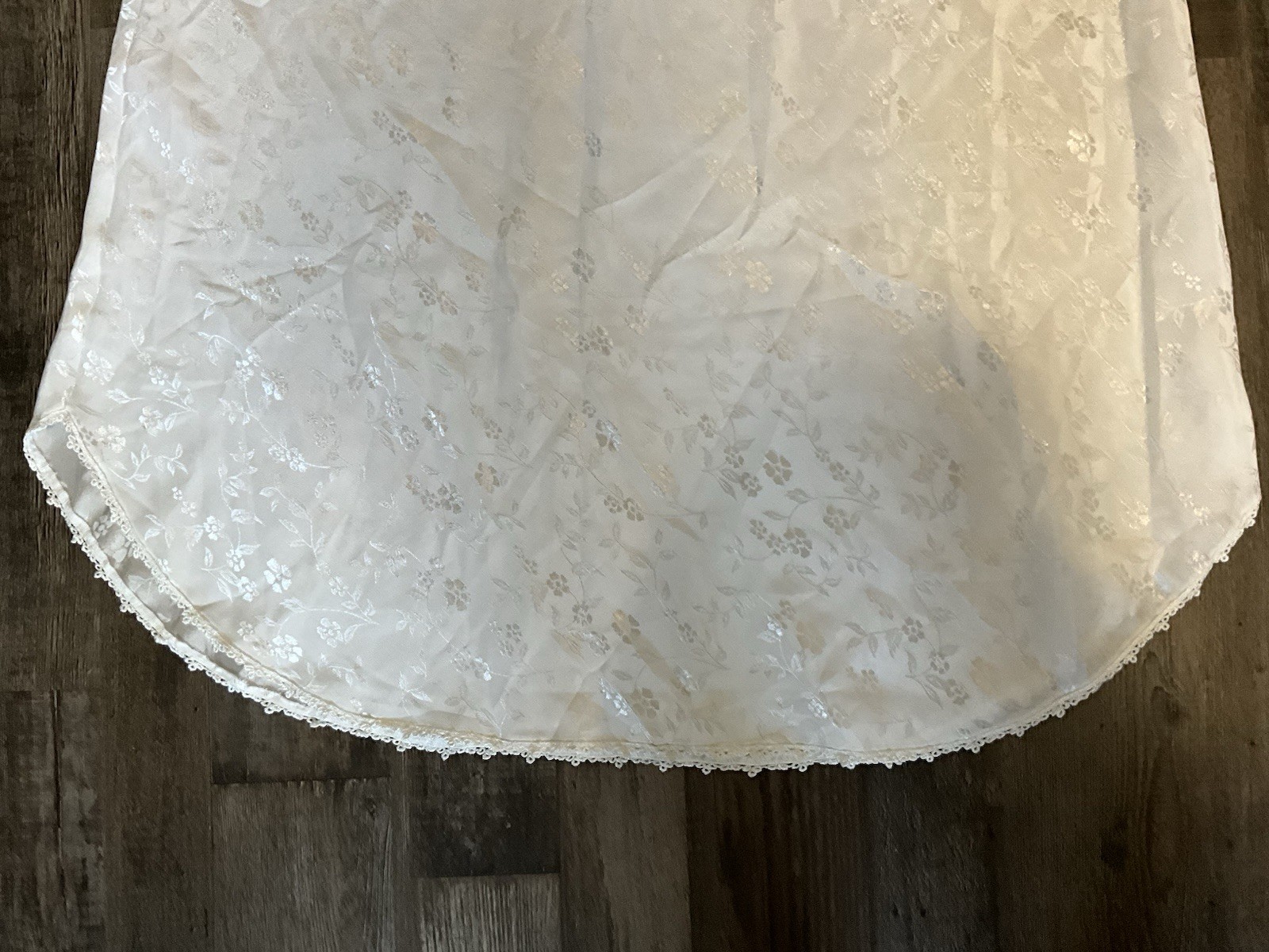 Vintage Ivory Intimate Style Satin and Lace Night Gown Large Ankle Length