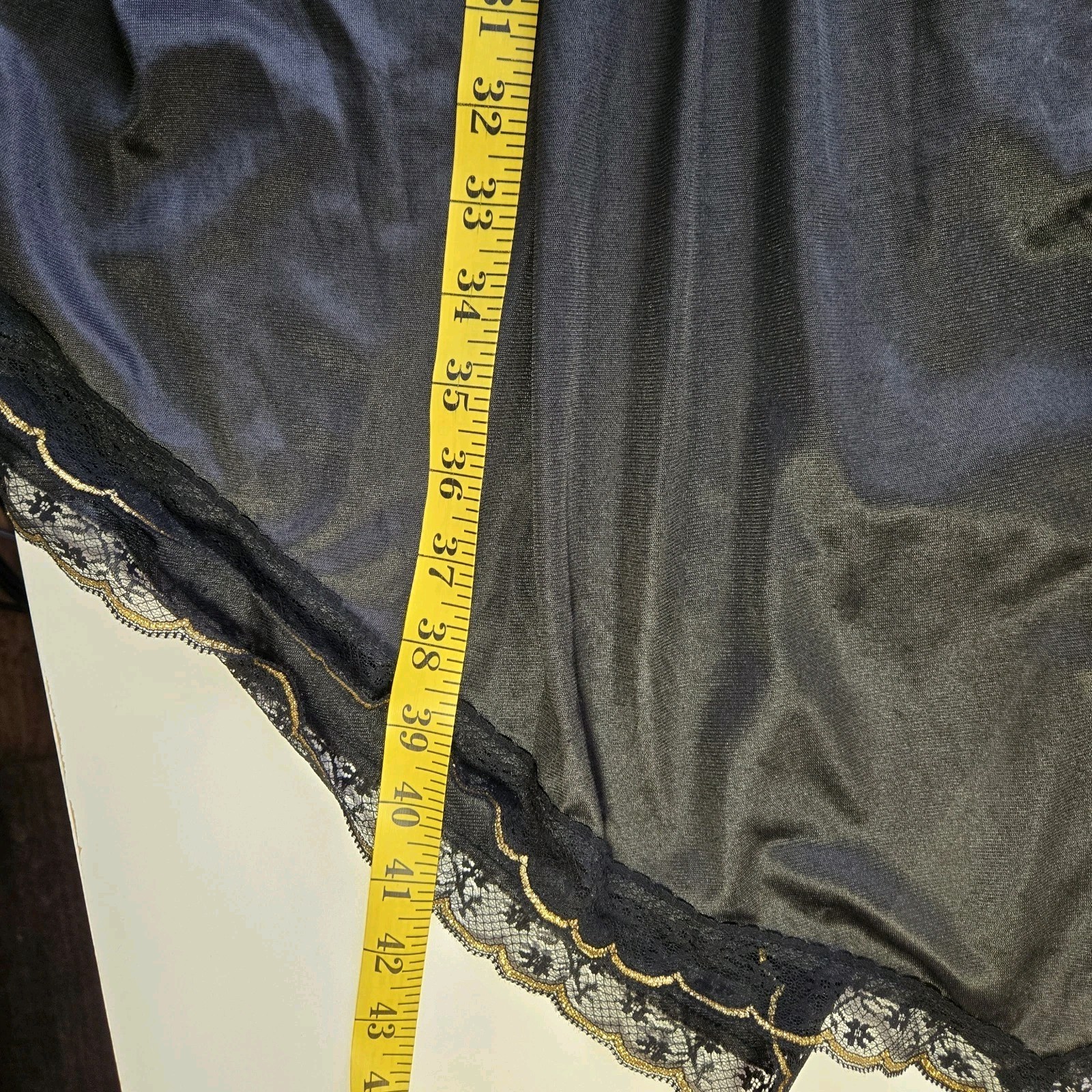 Private Matters Black Vtg 70s Lingerie Nightgown Slip Dress Size M Metalic