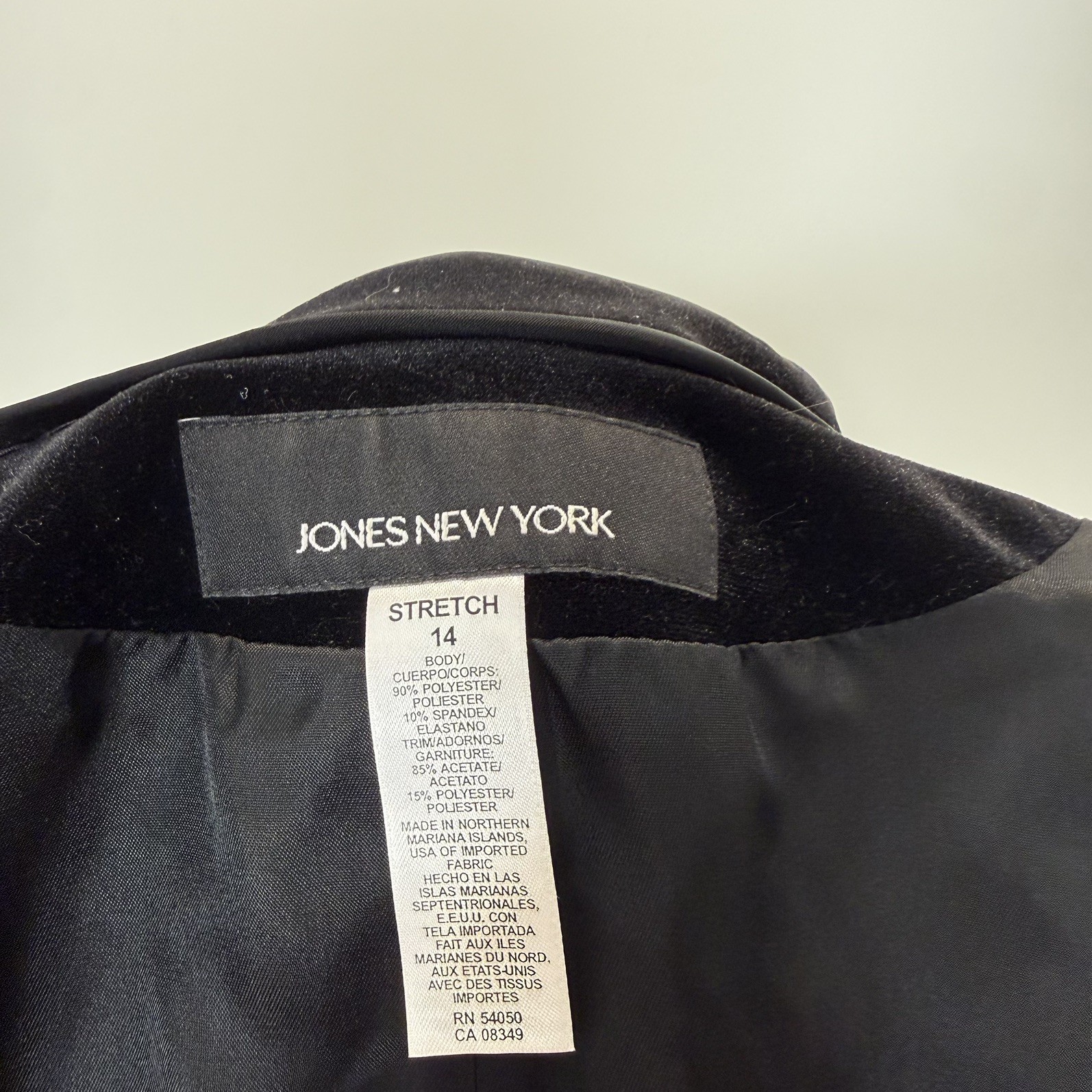 Vtg JONES NEW YORK 80s/90s Velvet Victorian Blazer Mandarin Collar (Sz 14)