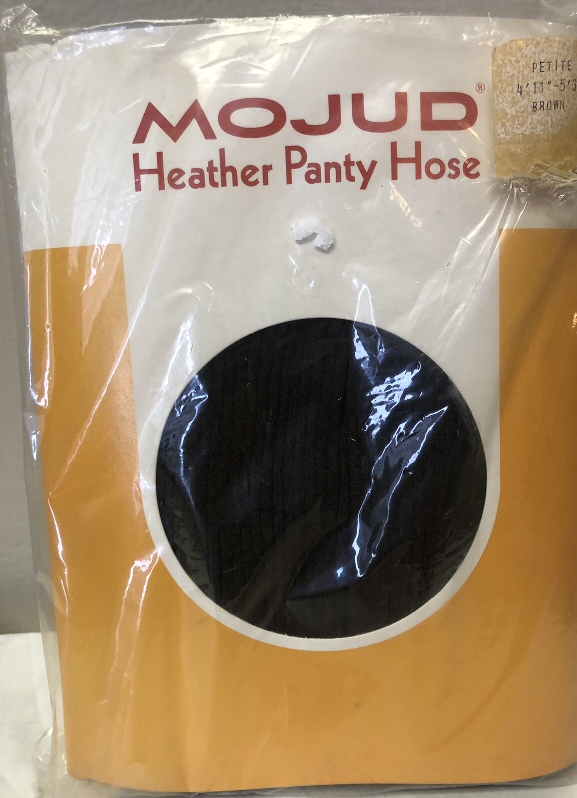 VTG Mojud Heather Pantyhose Tights Ribbed Brown Petite (95-115 lbs ) 100% Nylon