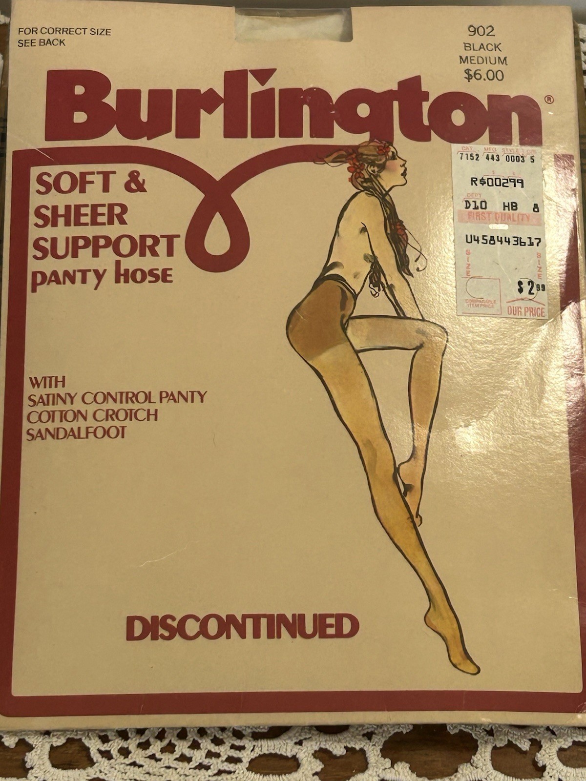 VTG Burlington Soft & Sheer Support Pantyhose Black Medium NOS USA Style 902