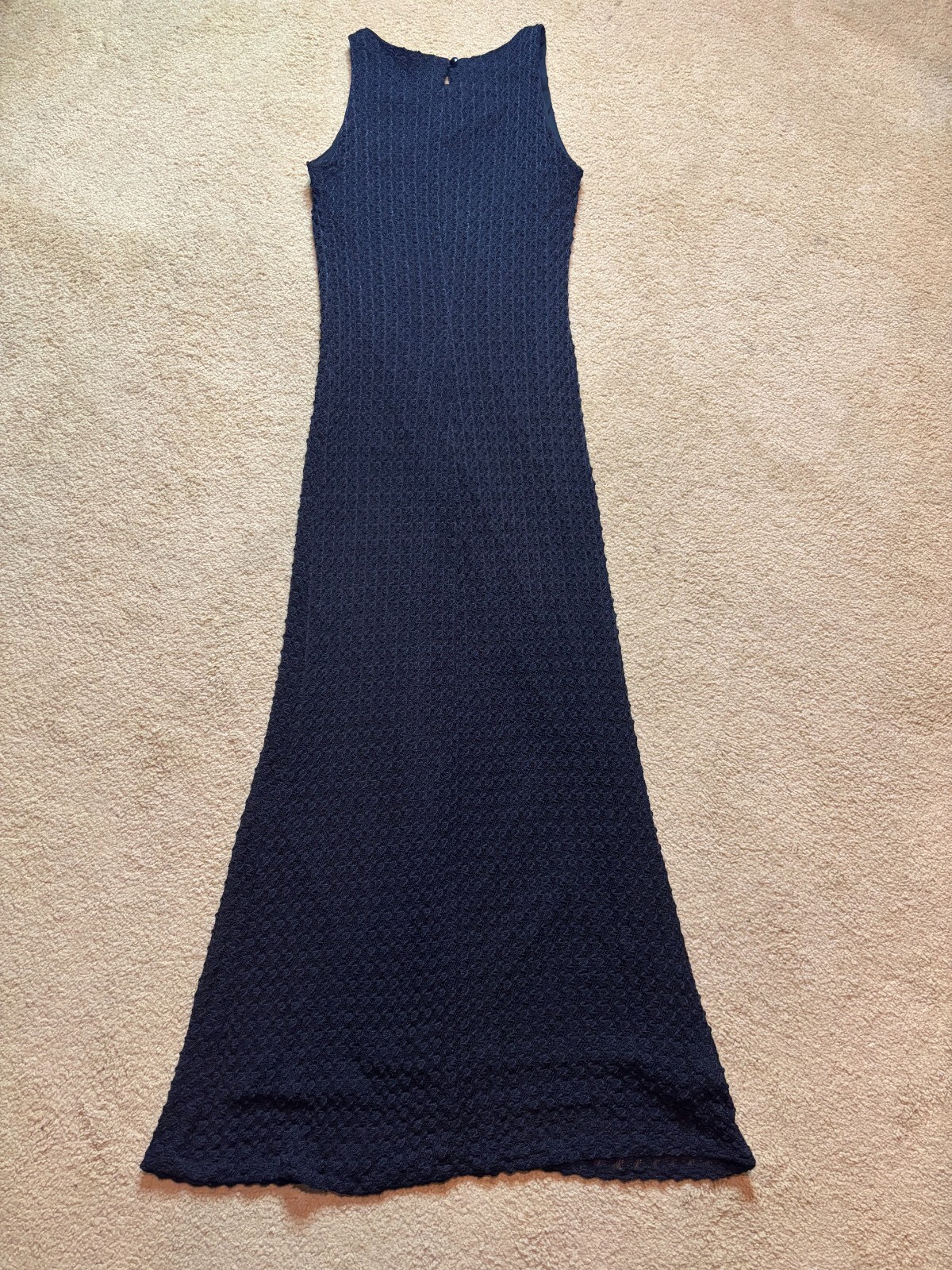 Vintage 90s Y2K USA Black Fairy Gothic Vampire Grunge Mesh Bodycon Maxi Dress XS