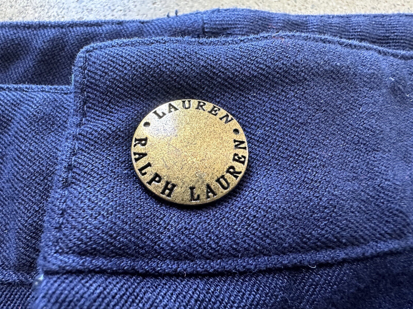Vintage Polo Ralph Lauren Navy Blue Cotton & Elastane Metal Button Pants Sz 10