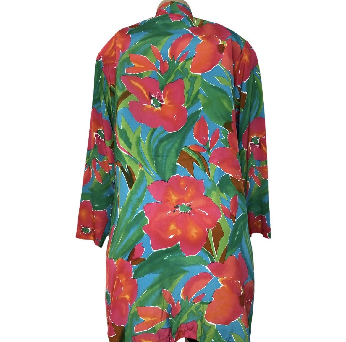 Vintage 80s Jo Hardin Colorful Floral Duster
