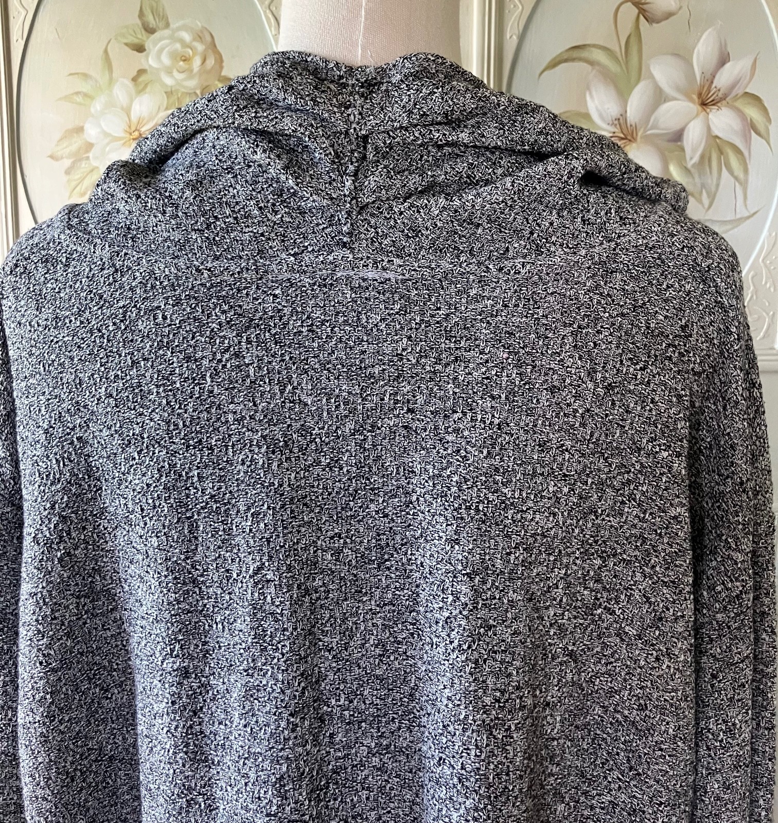 VTG 90s STEPHANIE SCHUSTER GRAY SHAWL COLLAR PULLOVER SWEATER COTTON TUNIC EUC 2